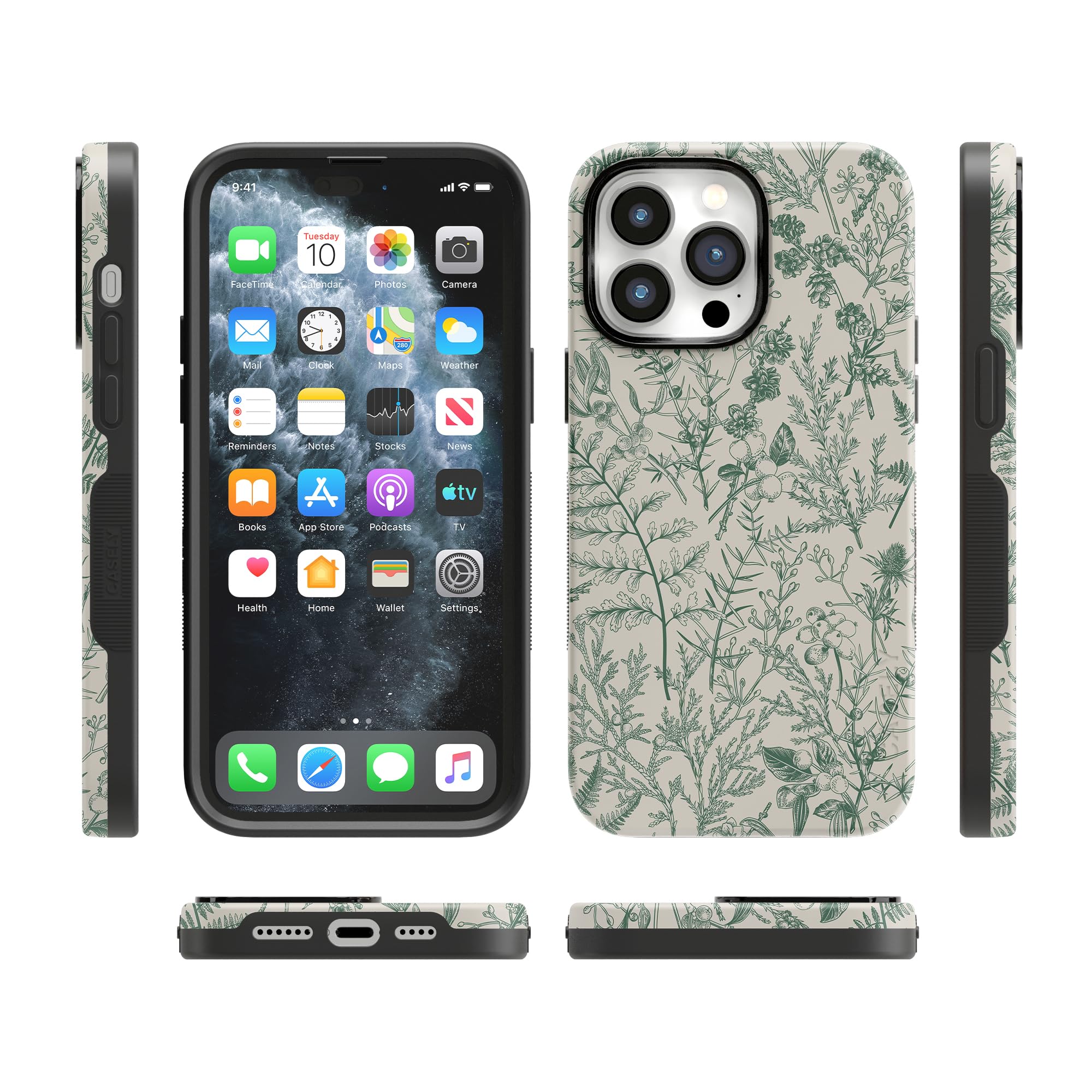 Foto 5 pulgar | Funda De Teléfono Casely Sage Garden Green Floral Para Iphone 14 Pro Max - Venta Internacional.