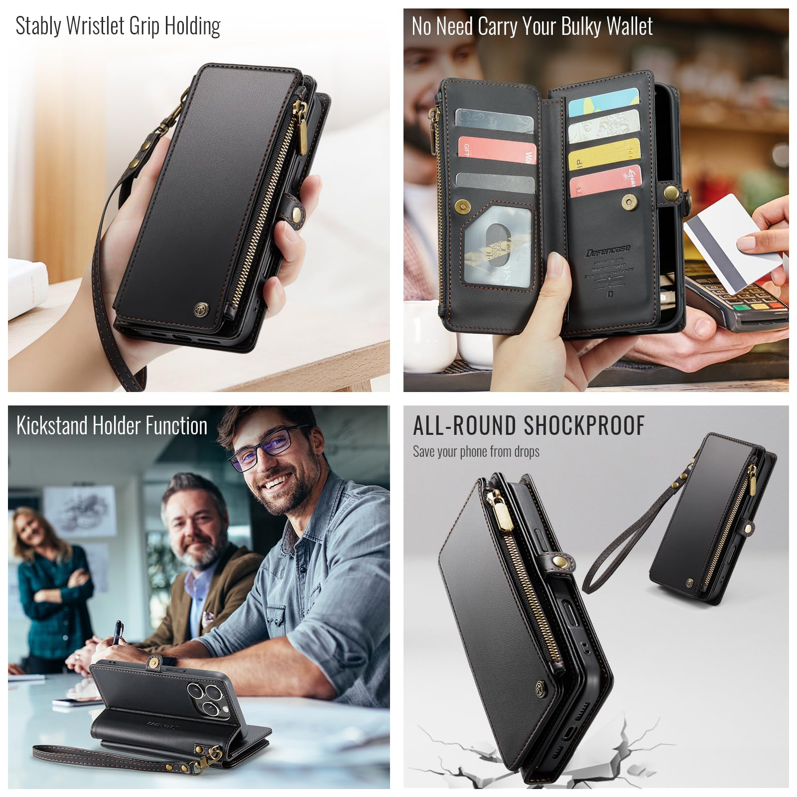 Foto 5 pulgar | Funda Wallet Defense Compatible Con Iphone 14 Pro Max, Color Negro - Venta Internacional.