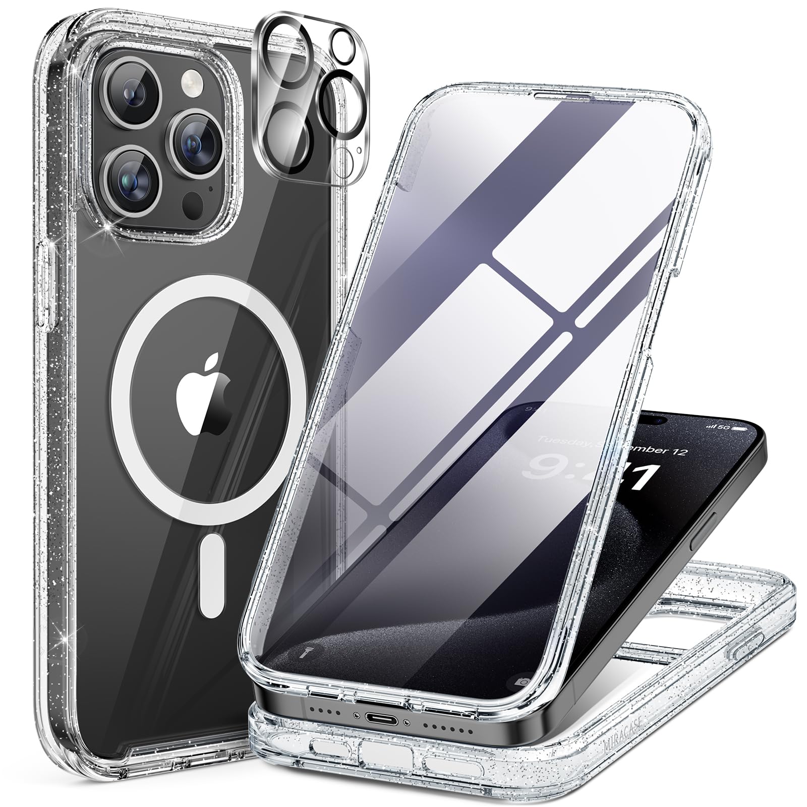 Foto 2 pulgar | Funda Para Teléfono Miracase Magnetic Con Pantalla De Cristal Para Iphone 15 Pro - Venta Internacional.