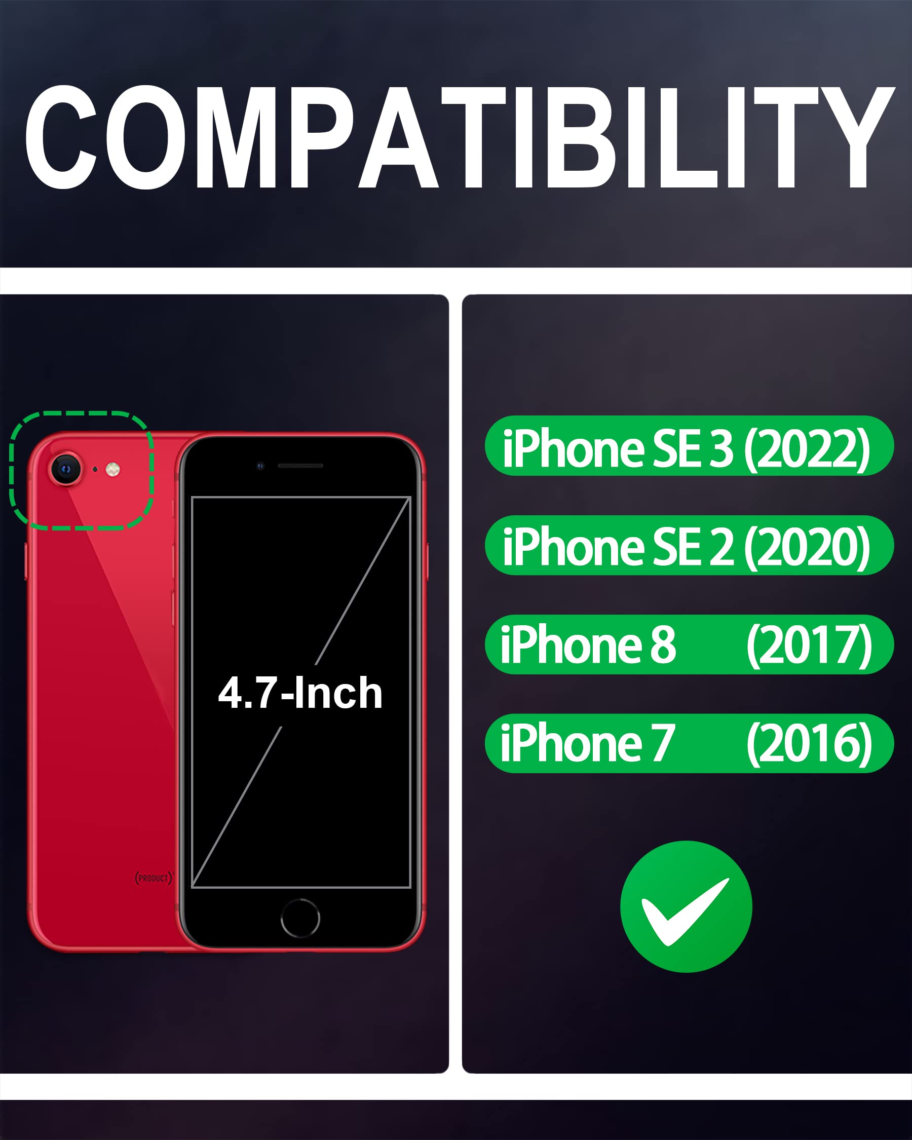 Foto 3 pulgar | Funda Shieldon De Piel Auténtica Con Tarjetero Para Iphone Se 2022/se 2020/8/7, Color Negro - Venta Internacional.