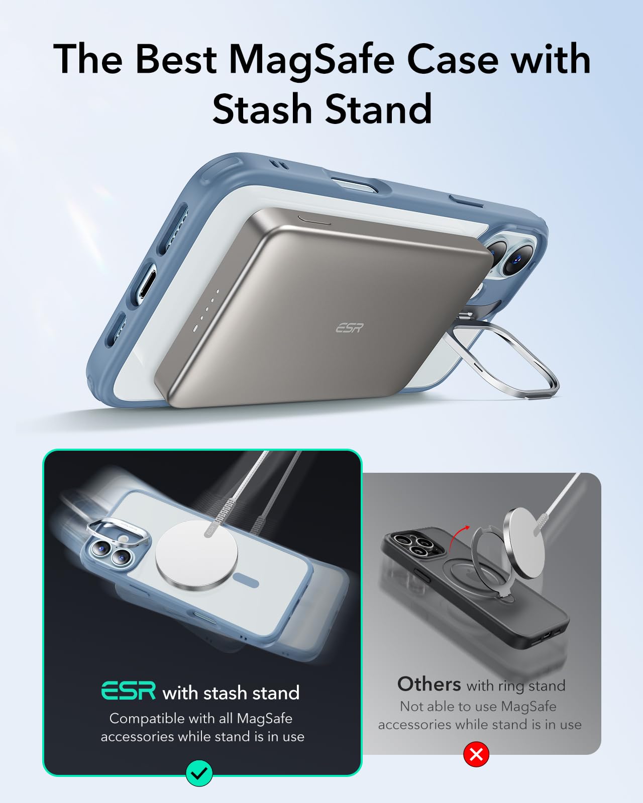 Foto 5 pulgar | Funda Esr Para Iphone 16 Con Magsafe De Grado Militar, Azul Transparente - Venta Internacional.