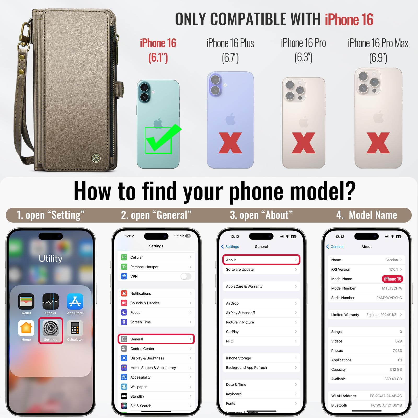Foto 2 | Funda De Teléfono Wallet Defcase Compatible Con Iphone 16 6.1 - Venta Internacional.