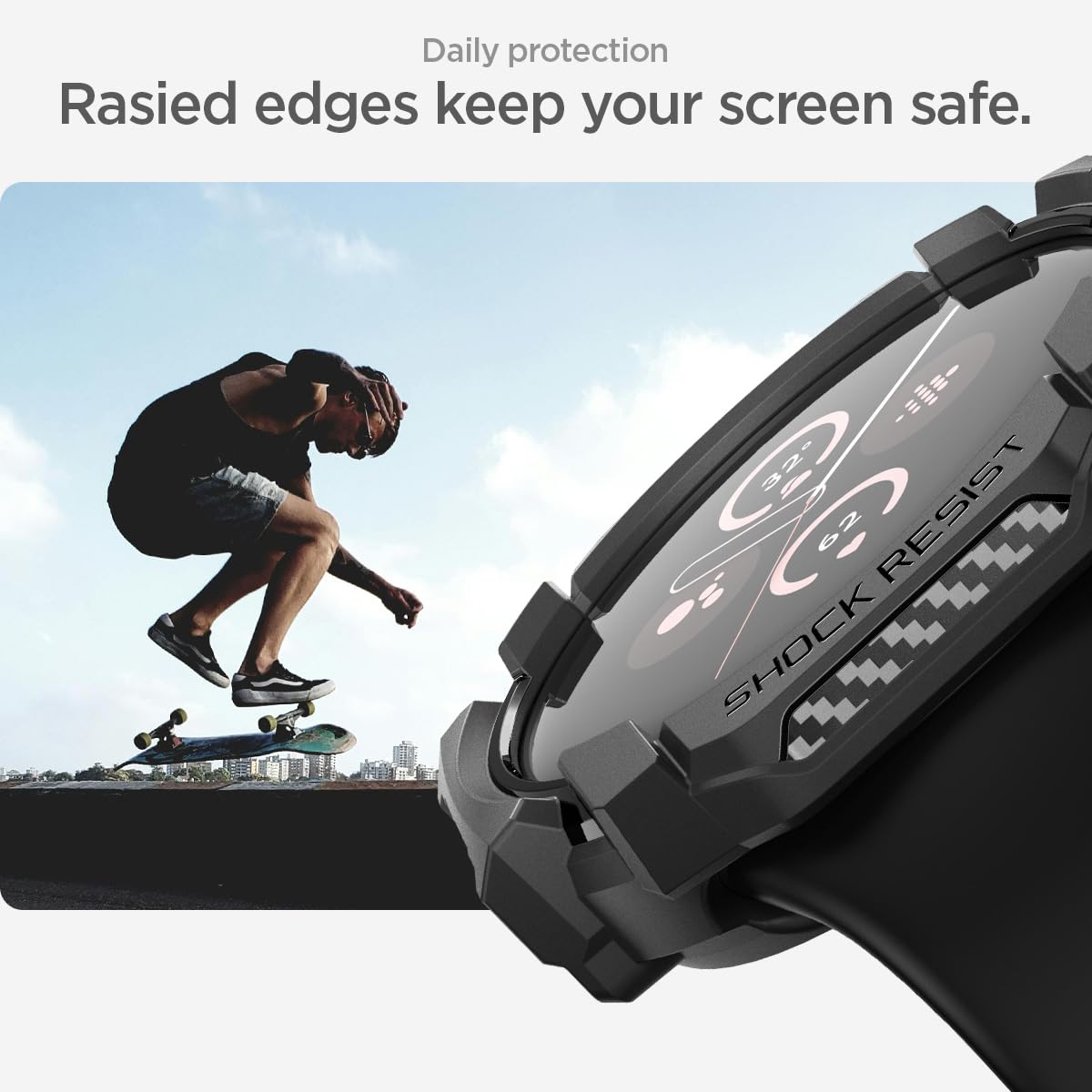 Foto 5 pulgar | Funda Spigen Rugged Armor Para Google Pixel Watch 3 De 45 Mm - Venta Internacional.
