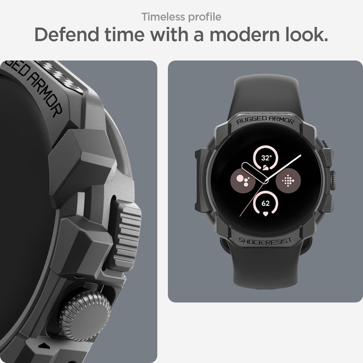 Foto 6 pulgar | Funda Spigen Rugged Armor Para Google Pixel Watch 3 De 45 Mm - Venta Internacional.