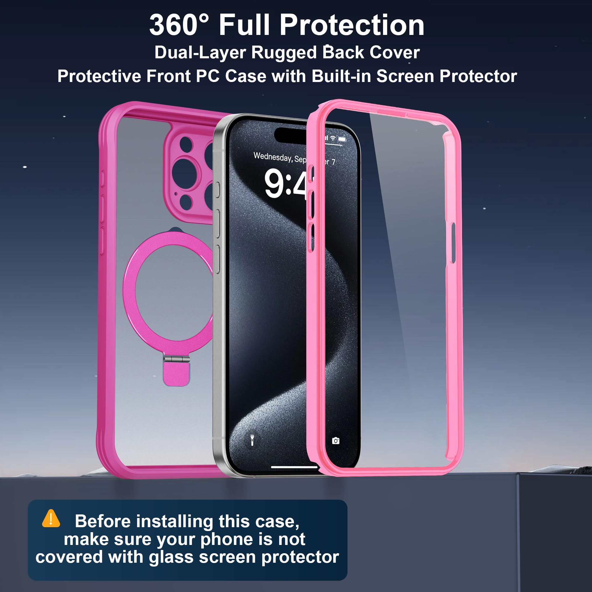 Foto 3 pulgar | Funda De Teléfono Skylmw Para Iphone 15 Pro Max Con Soporte Magnético - Venta Internacional.