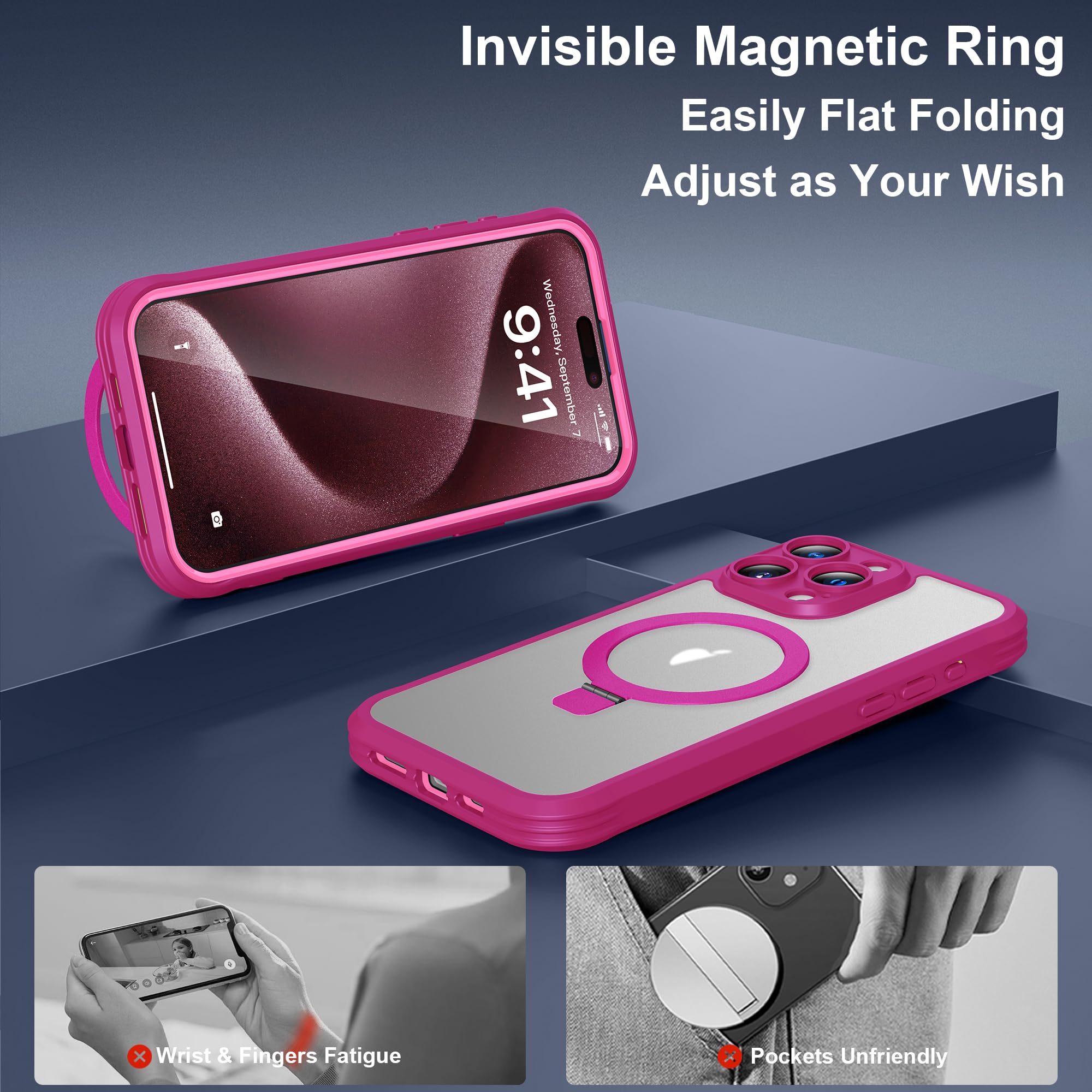 Foto 7 pulgar | Funda De Teléfono Skylmw Para Iphone 15 Pro Max Con Soporte Magnético - Venta Internacional.