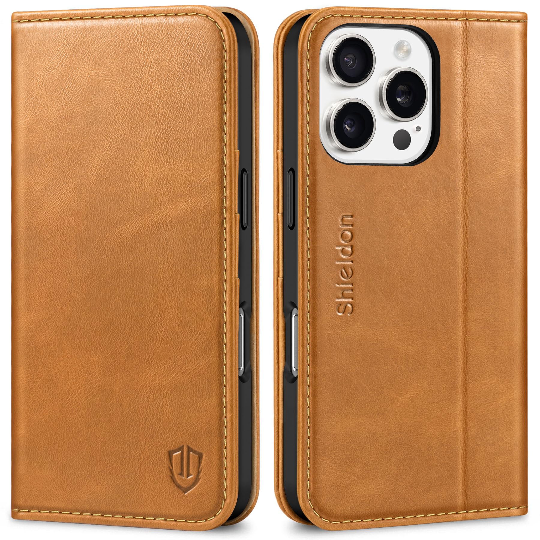 Foto 1 | Funda Tipo Cartera Shieldon Para Iphone 16 Pro 6.3 2024 De Piel Auténtica - Venta Internacional.