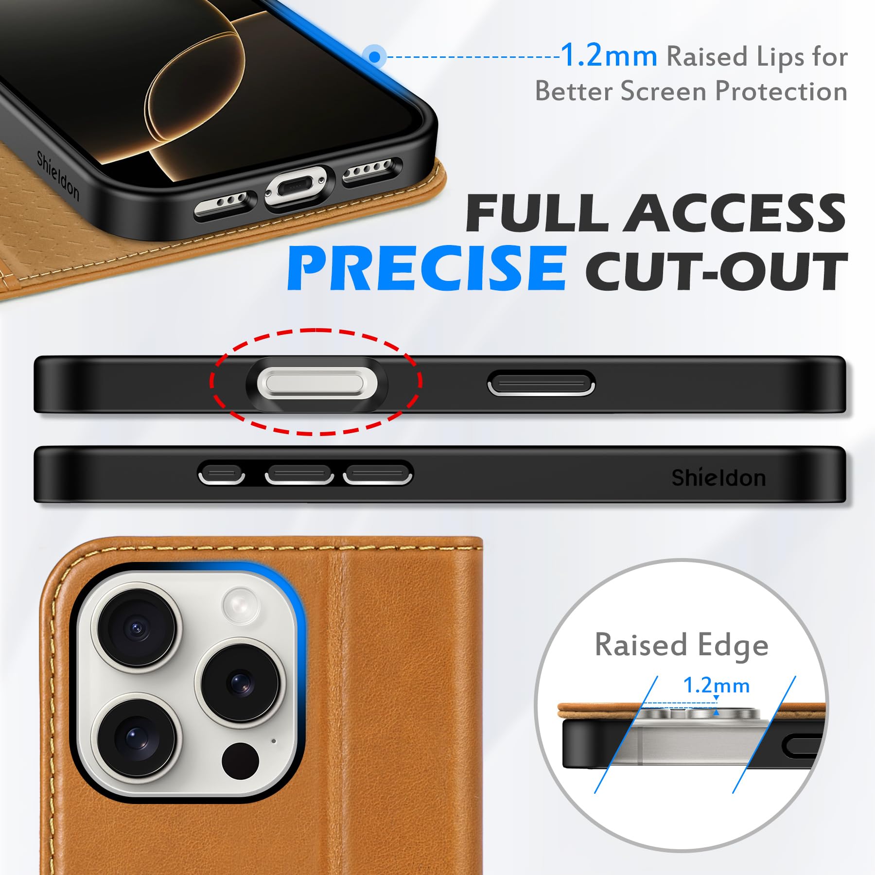 Foto 8 pulgar | Funda Tipo Cartera Shieldon Para Iphone 16 Pro 6.3 2024 De Piel Auténtica - Venta Internacional.