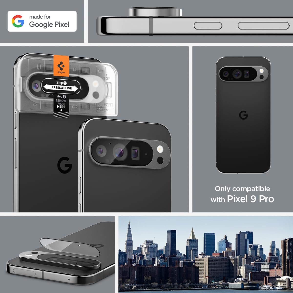 Foto 3 pulgar | Protector De Pantalla Para Lente De Cámara Spigen Glastr Ez Fit Pixel 9 Pro - Venta Internacional.