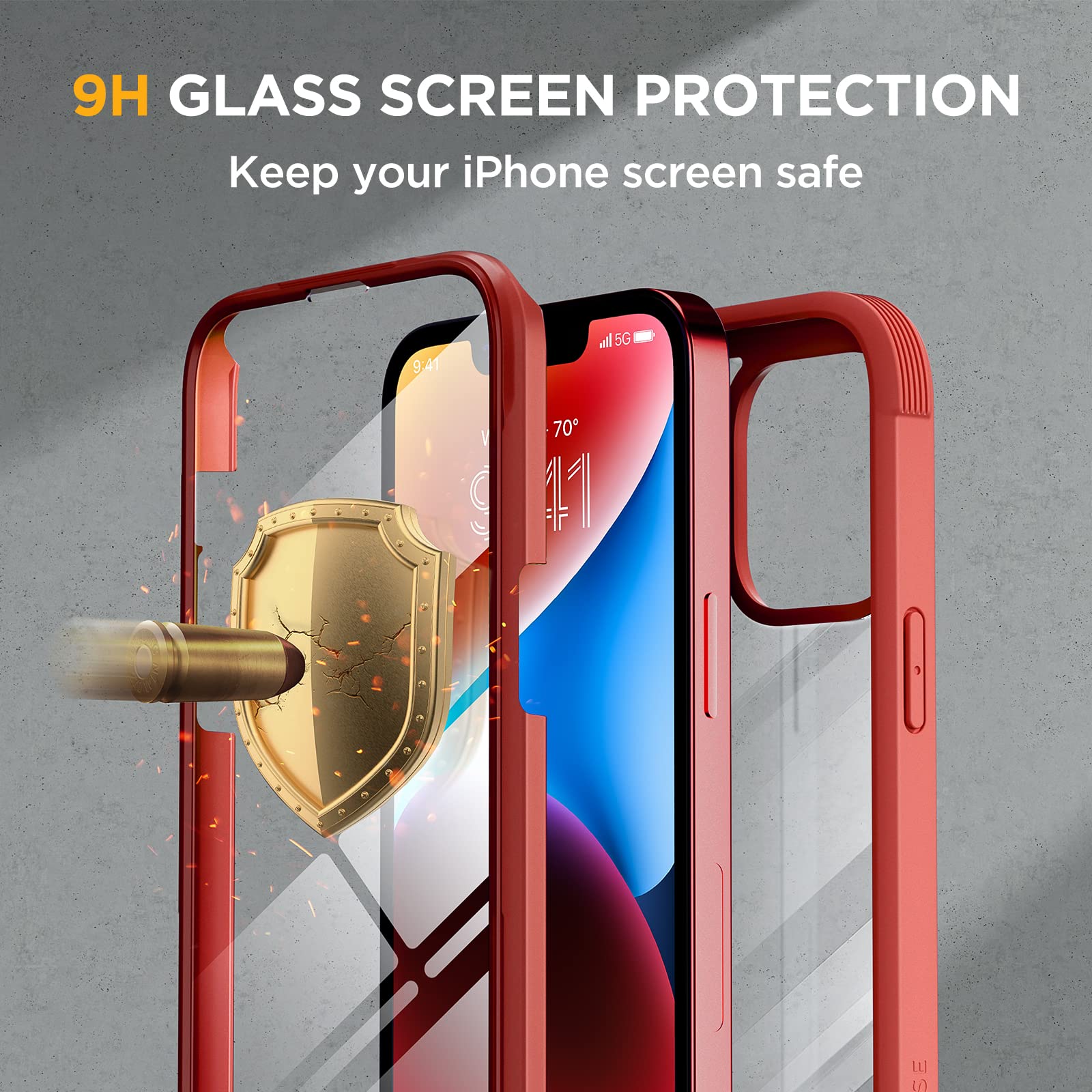 Foto 4 pulgar | Funda De Teléfono Miracase Glass Series Para Iphone 14 Plus De 6.7 Pulgadas, Roja - Venta Internacional.