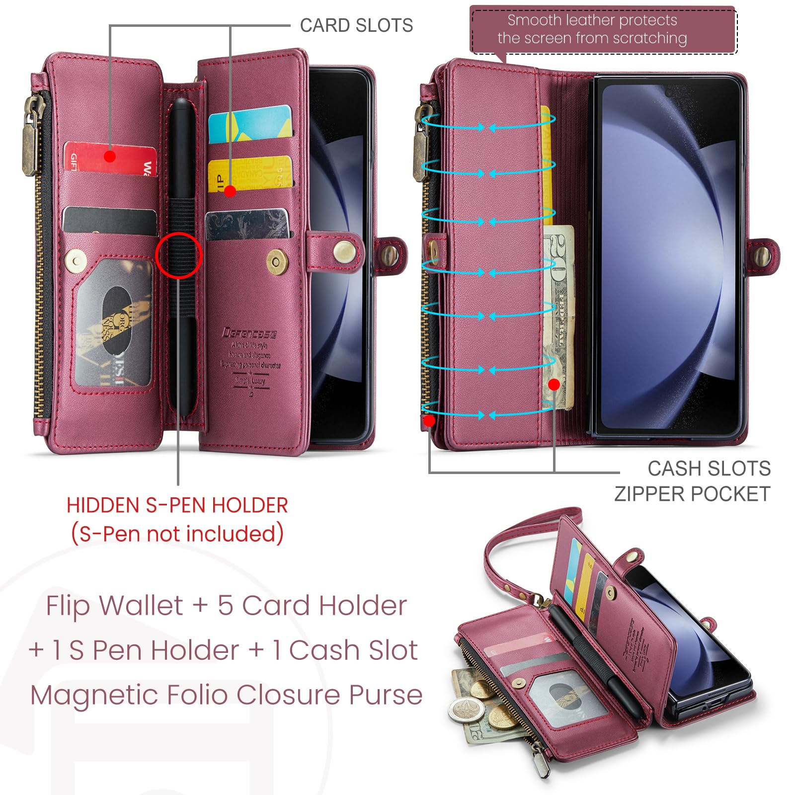 Foto 3 pulgar | Funda Tipo Cartera Compatible Con Samsung Galaxy Z Fold 5 - Venta Internacional.