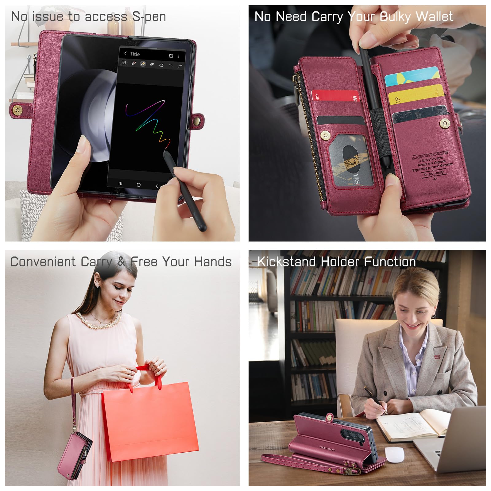 Foto 4 pulgar | Funda Tipo Cartera Compatible Con Samsung Galaxy Z Fold 5 - Venta Internacional.