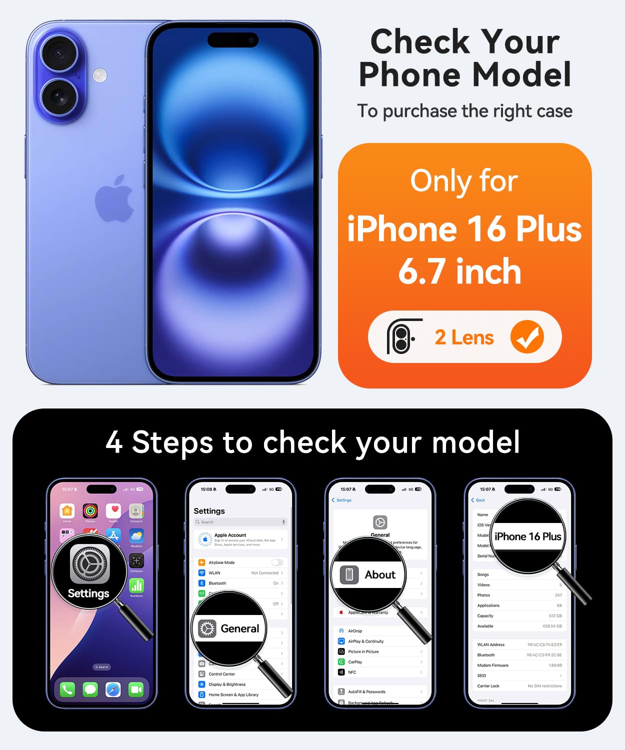 Foto 3 pulgar | Funda Magnética Canshn Para Iphone 16 Plus Ultramarine - Venta Internacional.