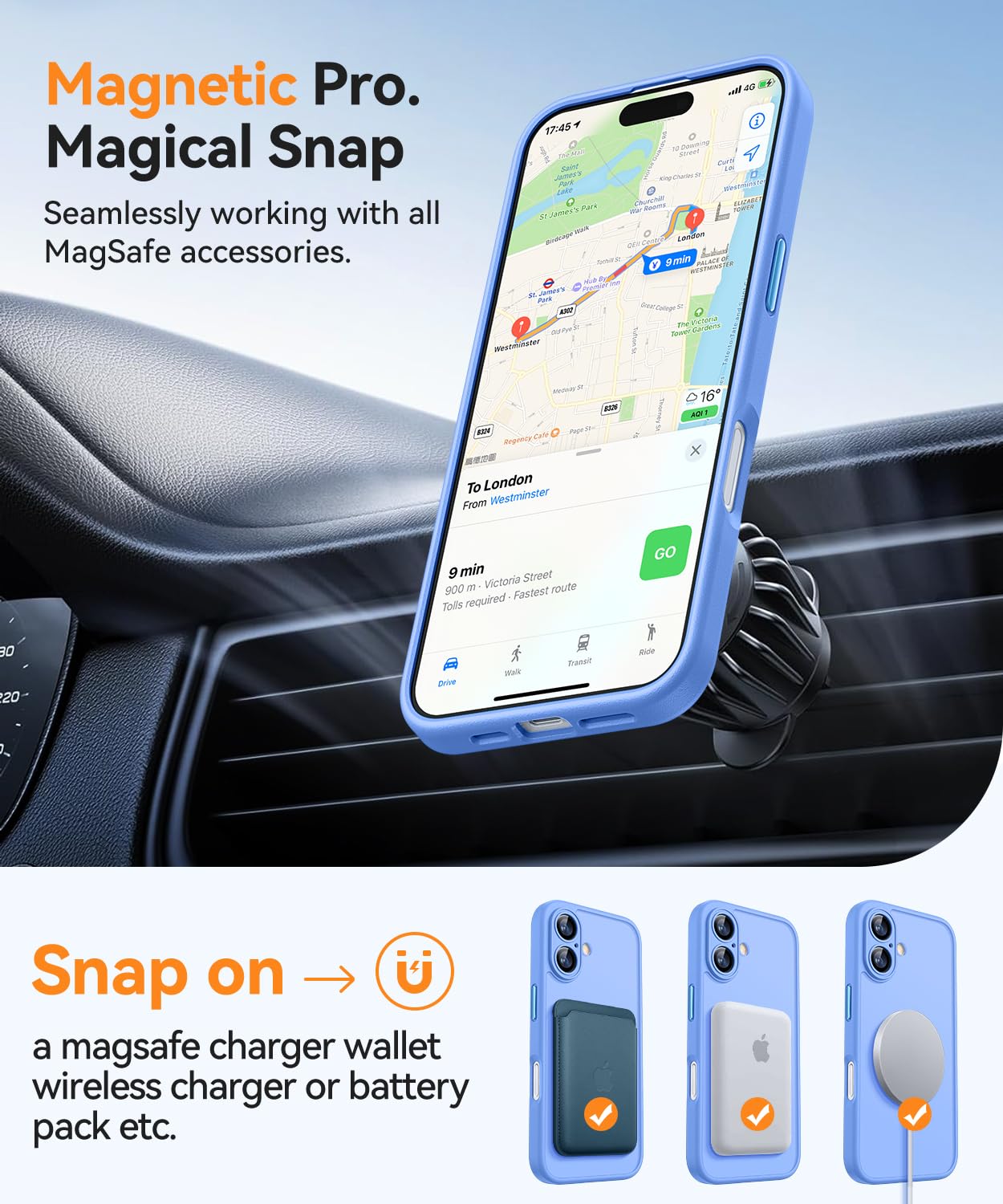 Foto 6 pulgar | Funda Magnética Canshn Para Iphone 16 Plus Ultramarine - Venta Internacional.