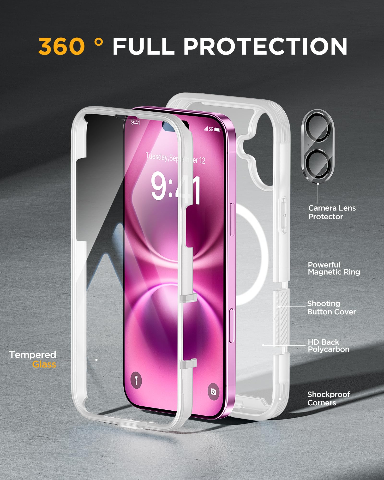 Foto 3 pulgar | Funda Magnética Miracase Para Iphone 16 Plus Con Pantalla - Venta Internacional.
