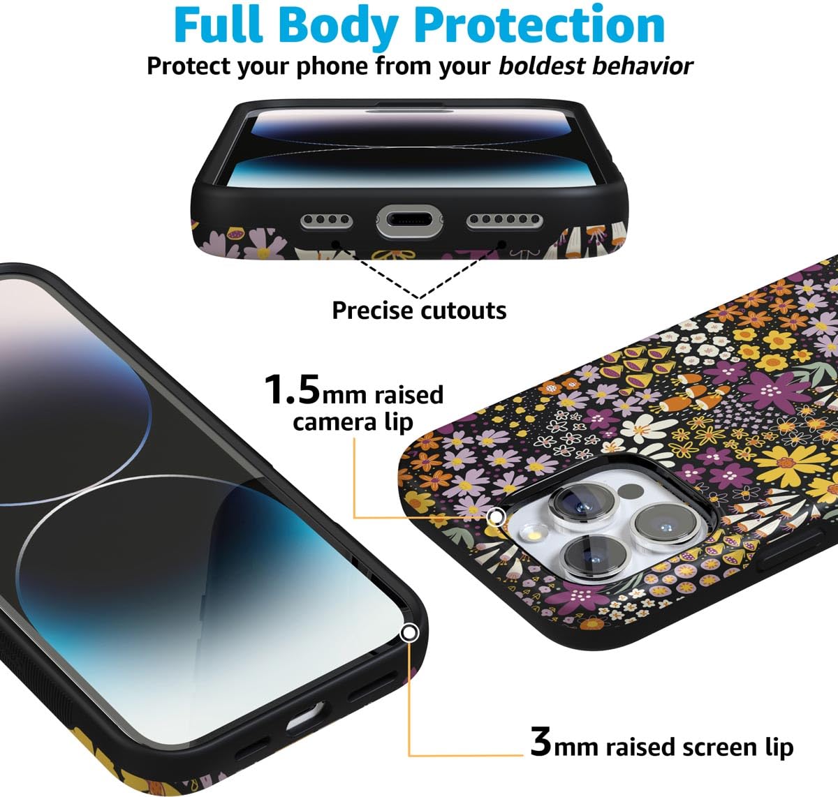 Foto 6 pulgar | Funda De Teléfono Casely Falling For You Plum Floral Para Iphone 16 Pro - Venta Internacional.