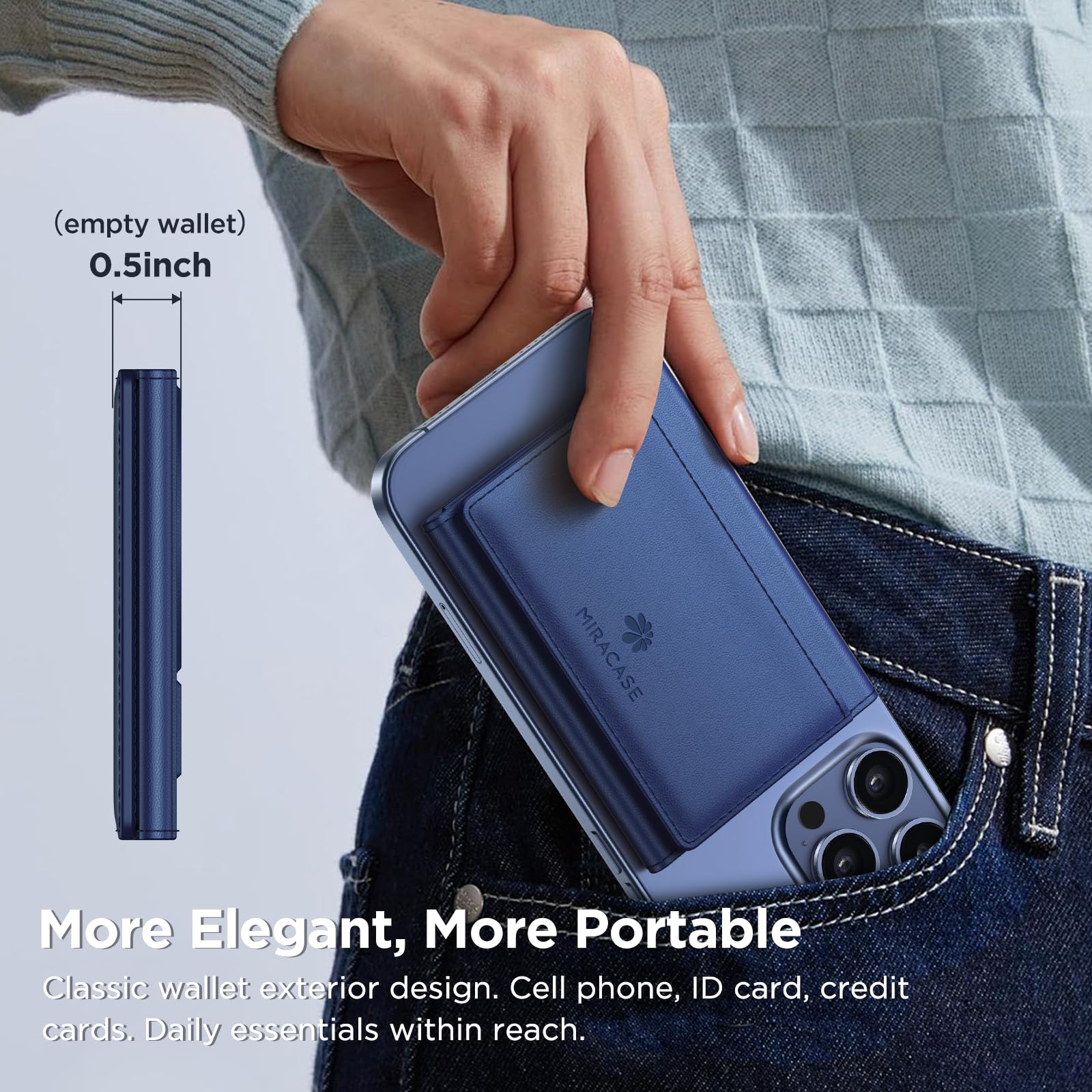 Foto 6 pulgar | Cartera Magnética Miracase Para Hombres/mujeres Con Soporte Para Iphone, Color Azul - Venta Internacional.