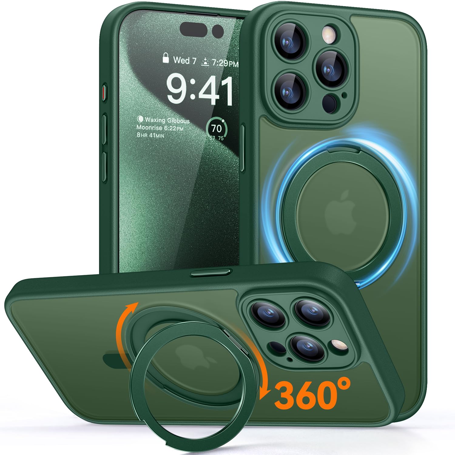 Foto 2 pulgar | Funda Para Teléfono Canshn Con Soporte Magnético Con Giro De 360° Para Iphone 15 Pro Max - Venta Internacional.