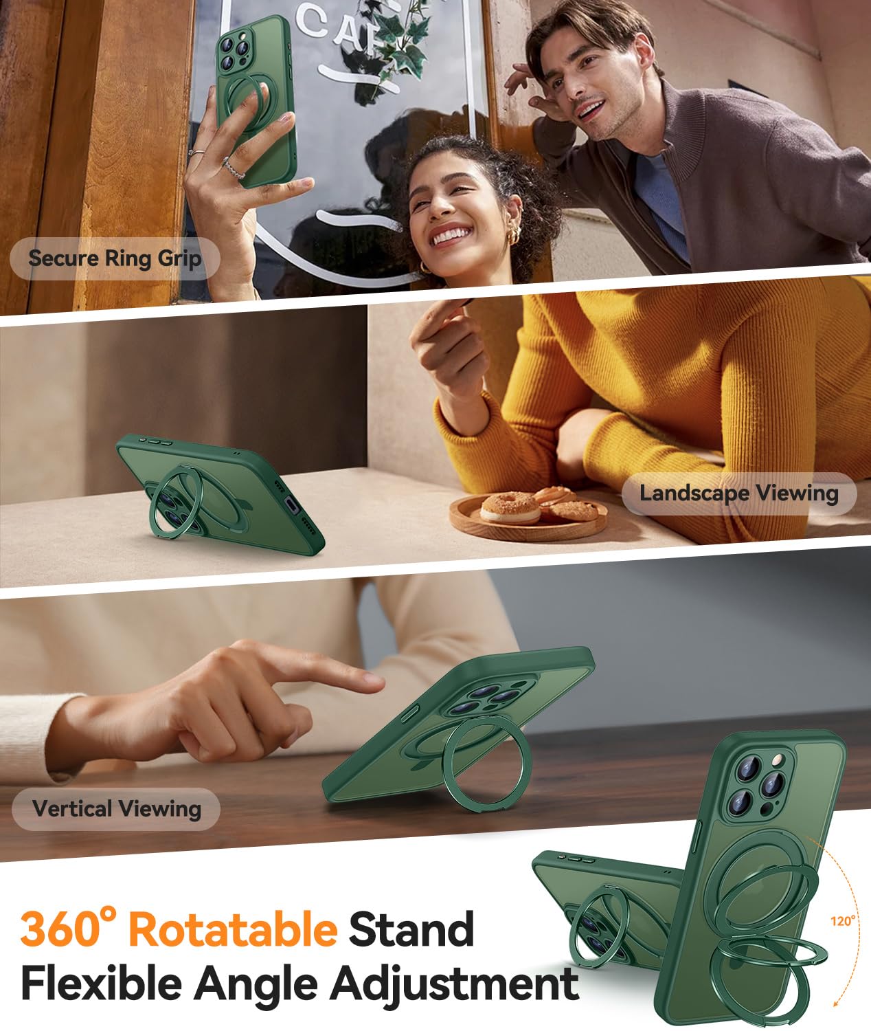 Foto 4 pulgar | Funda Para Teléfono Canshn Con Soporte Magnético Con Giro De 360° Para Iphone 15 Pro Max - Venta Internacional.