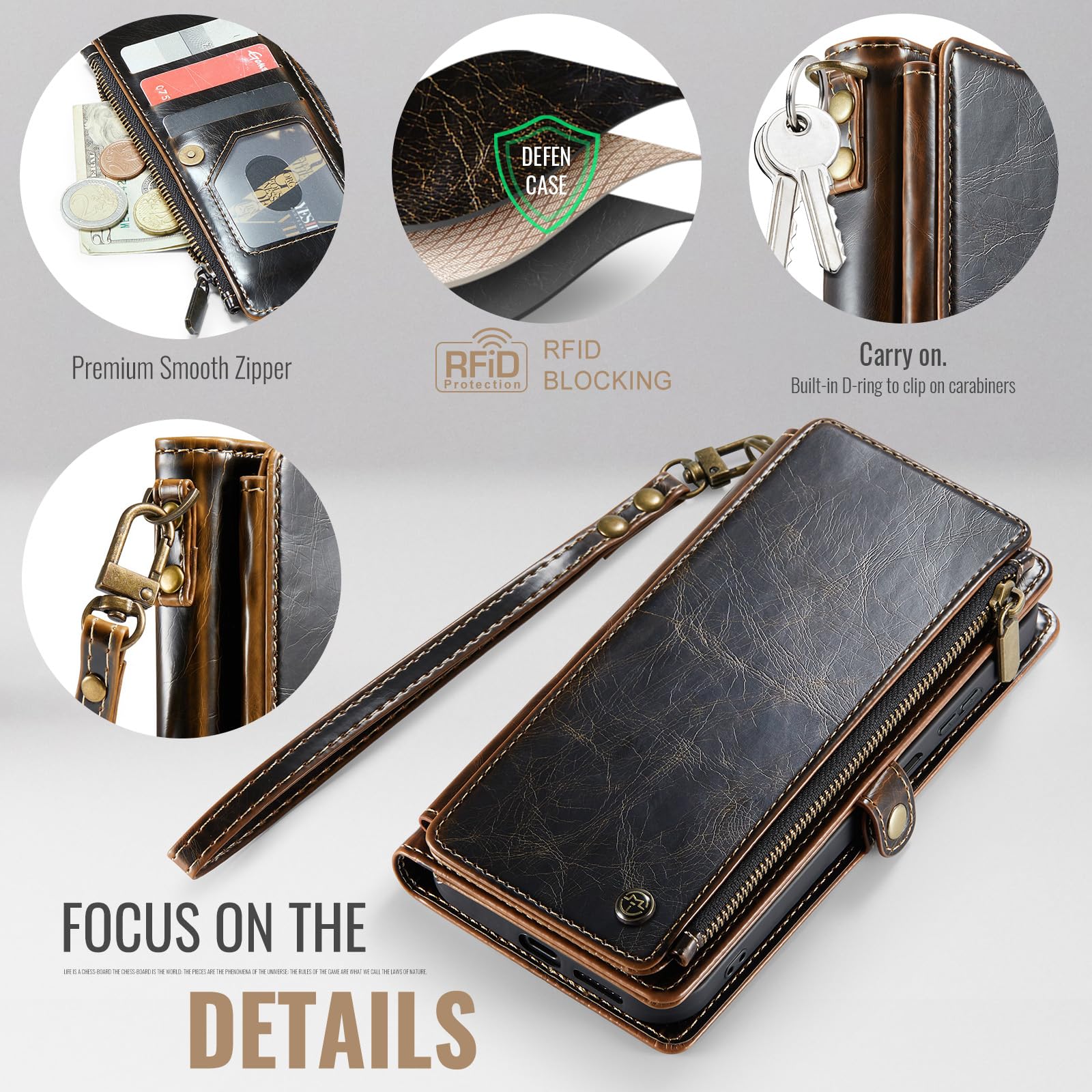 Foto 5 pulgar | Funda De Piel Sintética Tipo Cartera Para Samsung Galaxy A14 5g, Color Café - Venta Internacional.