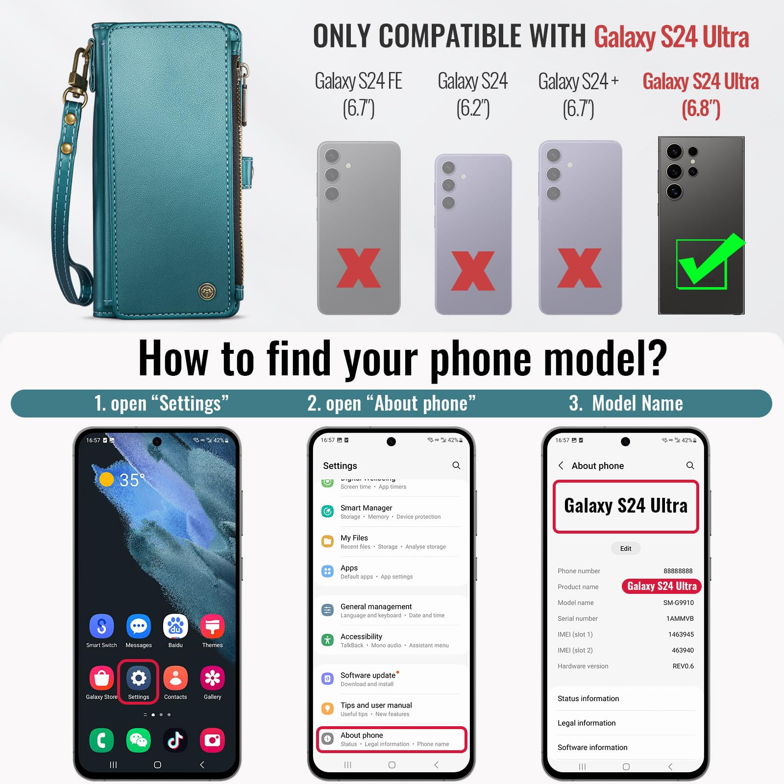 Foto 2 | Funda Wallet Defcase Compatible Con Samsung Galaxy S24 Ultra - Venta Internacional.