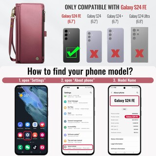 Foto 2 | Funda De Teléfono Defencase Para Samsung Galaxy S24 Fe Wallet, Color Rojo Vino - Venta Internacional.