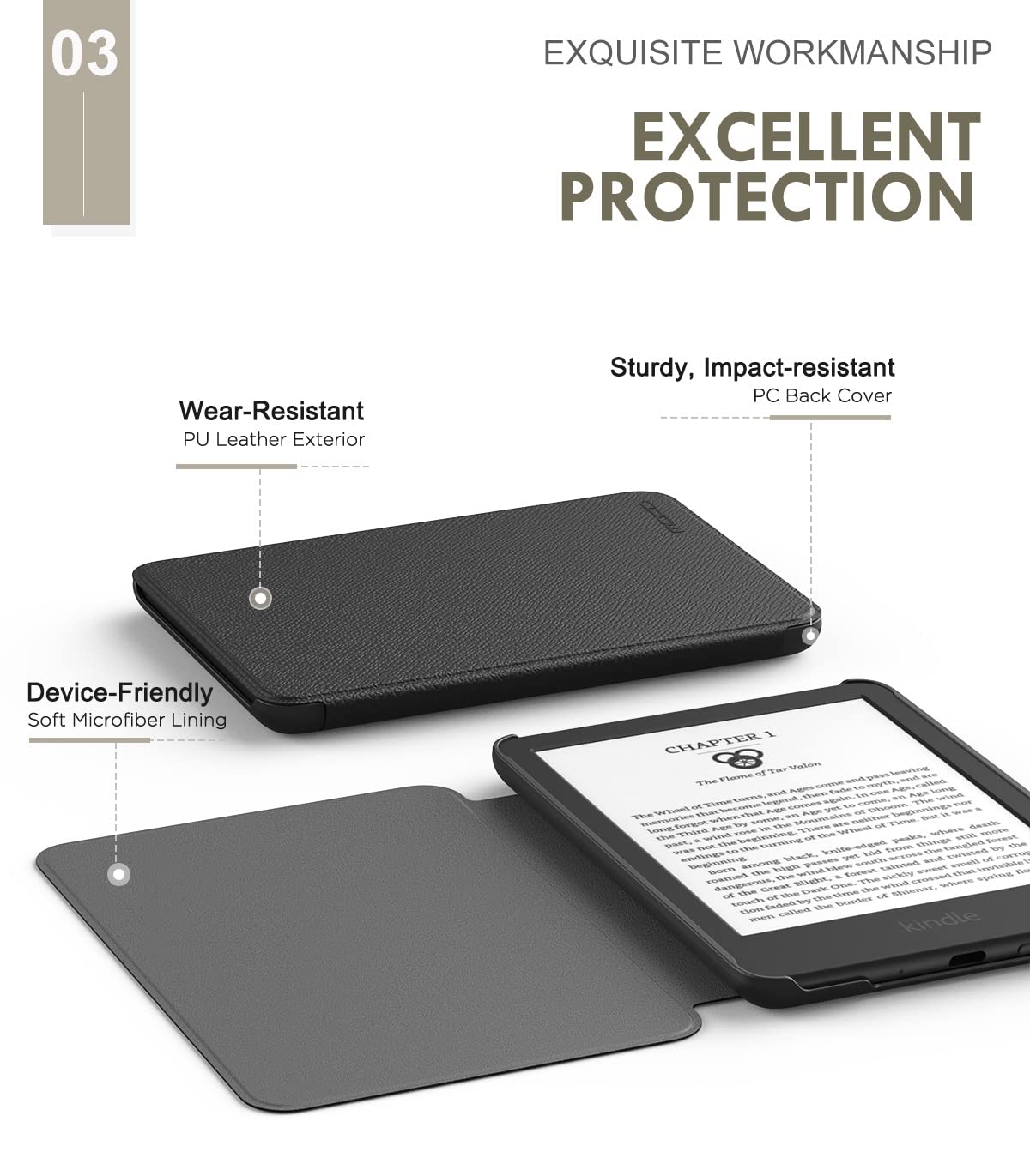 Foto 4 | Funda Moko Para Kindle 11.ª Generación 2024/2022 Totalmente Nuevo, Color Negro - Venta Internacional.