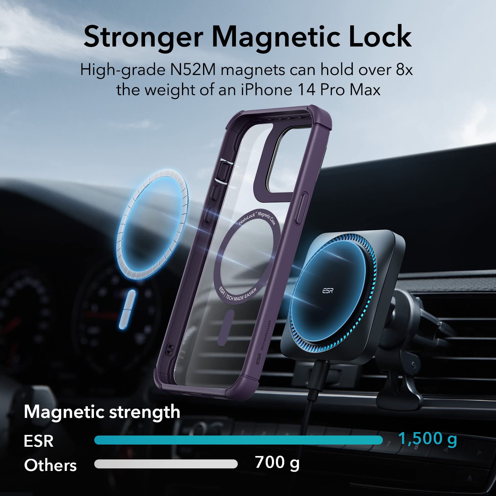 Foto 6 pulgar | Funda Magnética Esr Para Iphone 14 Pro Con Vidrio Templado - Venta Internacional.