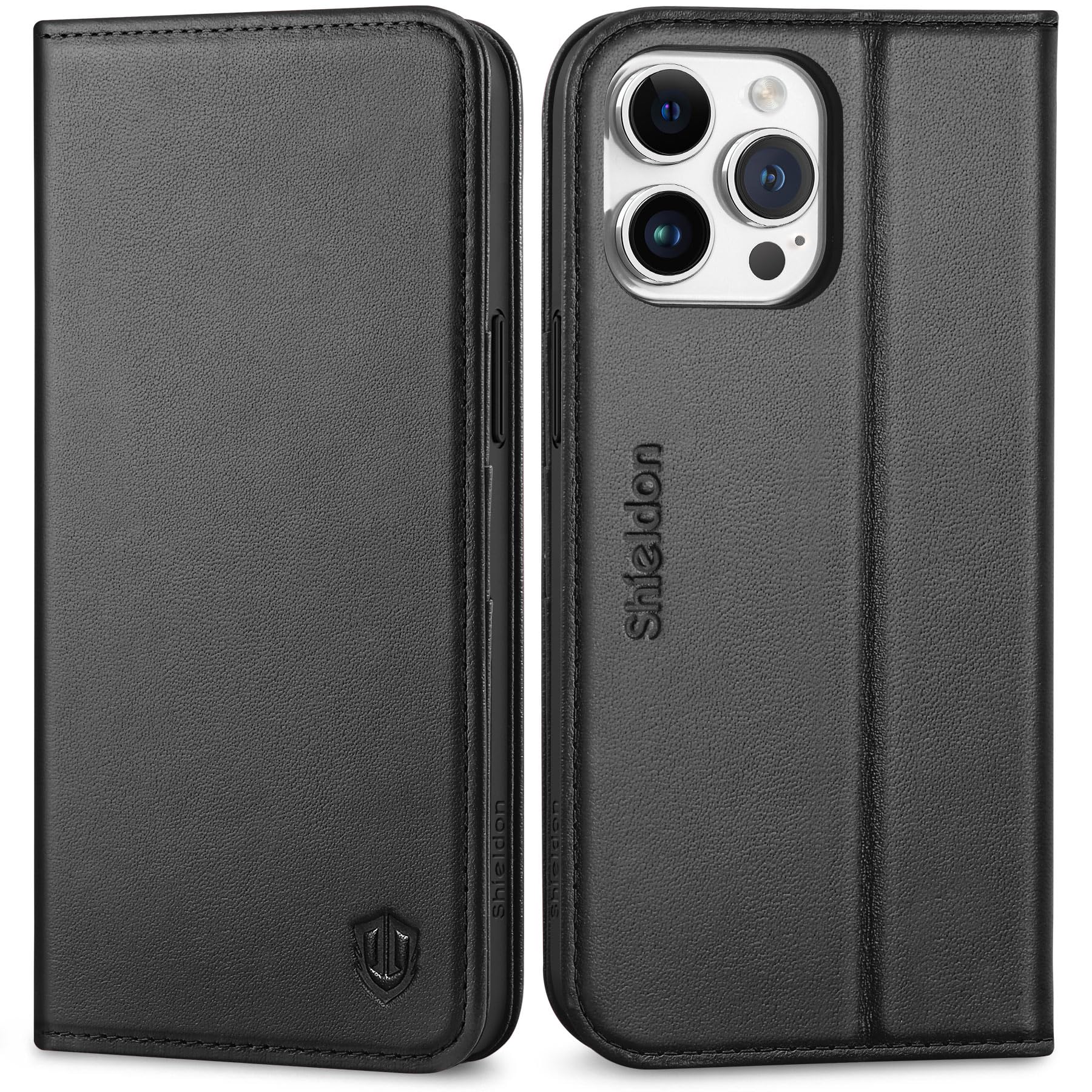 Foto 2 pulgar | Funda Shieldon Para Iphone 15 Pro Max De 6,7 Pulgadas De Piel Auténtica, Color Negro - Venta Internacional.