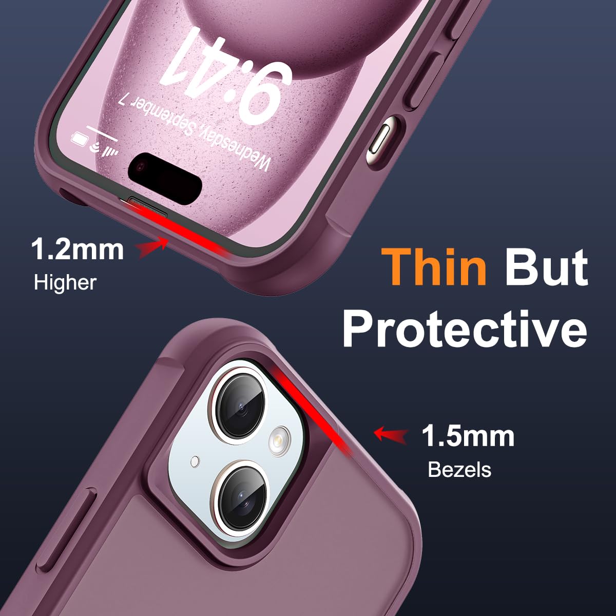 Foto 7 pulgar | Funda De Teléfono Sky-lmw Compatible Con Iphone 15 Plus, Color Rojo Vino - Venta Internacional.
