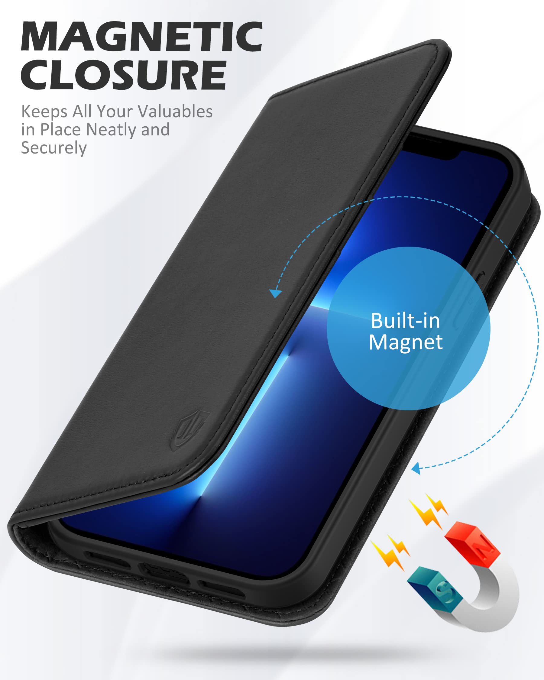 Foto 5 pulgar | Funda Shieldon De Piel Auténtica Tipo Cartera Para Iphone 13 Pro 5g 6.1 - Venta Internacional.