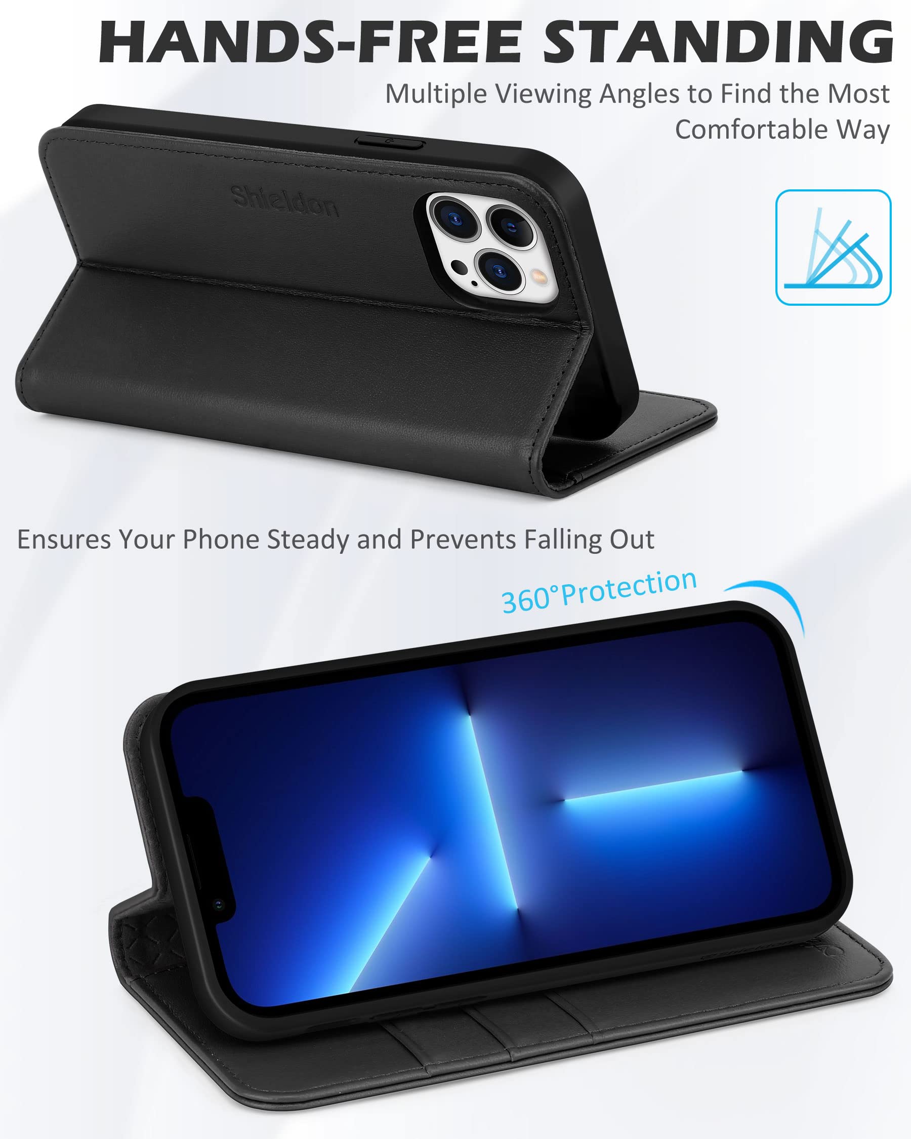 Foto 5 | Funda Shieldon De Piel Auténtica Tipo Cartera Para Iphone 13 Pro 5g 6.1 - Venta Internacional.
