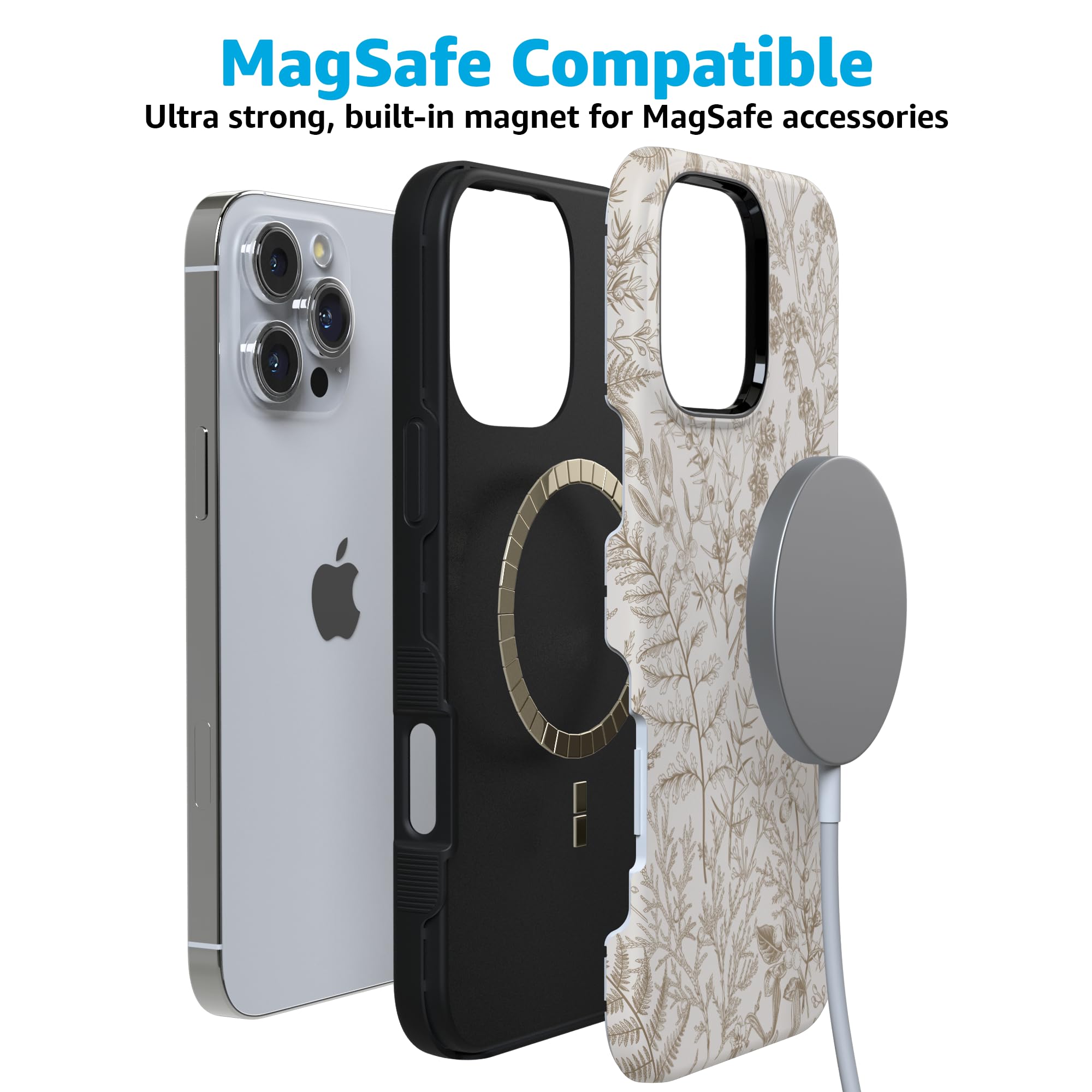 Foto 4 | Funda Para Teléfono Iphone 16 Pro Max, Color Beige, Diseño Floral, Jardín - Venta Internacional.