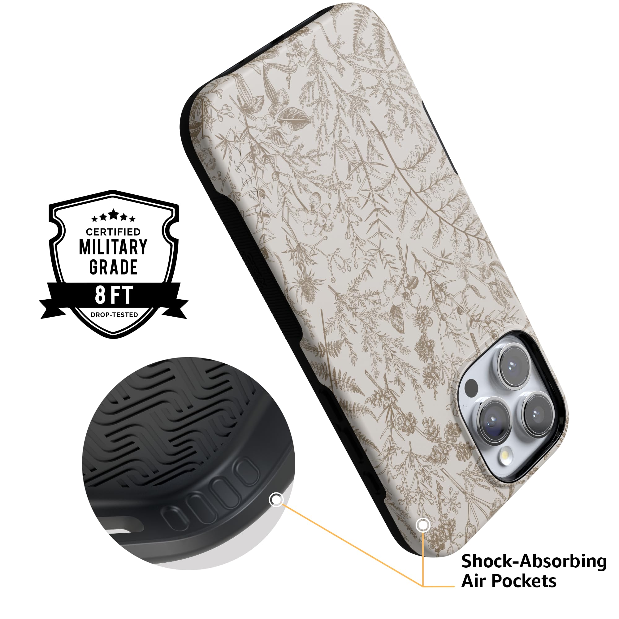 Foto 5 | Funda Para Teléfono Iphone 16 Pro Max, Color Beige, Diseño Floral, Jardín - Venta Internacional.