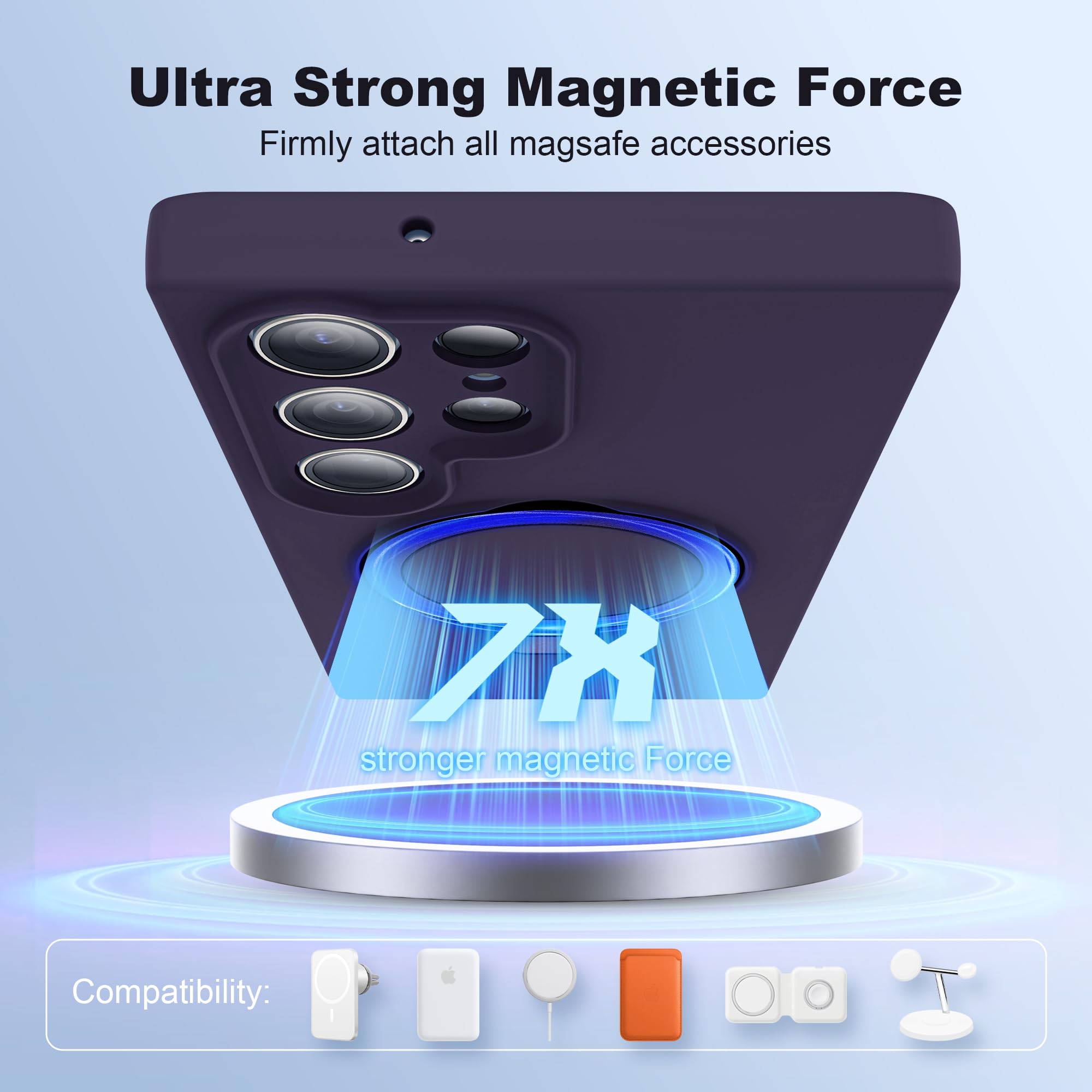 Foto 4 pulgar | Funda De Teléfono Skylmw Para Samsung Galaxy S24 Ultra Silicone Púrpura - Venta Internacional.