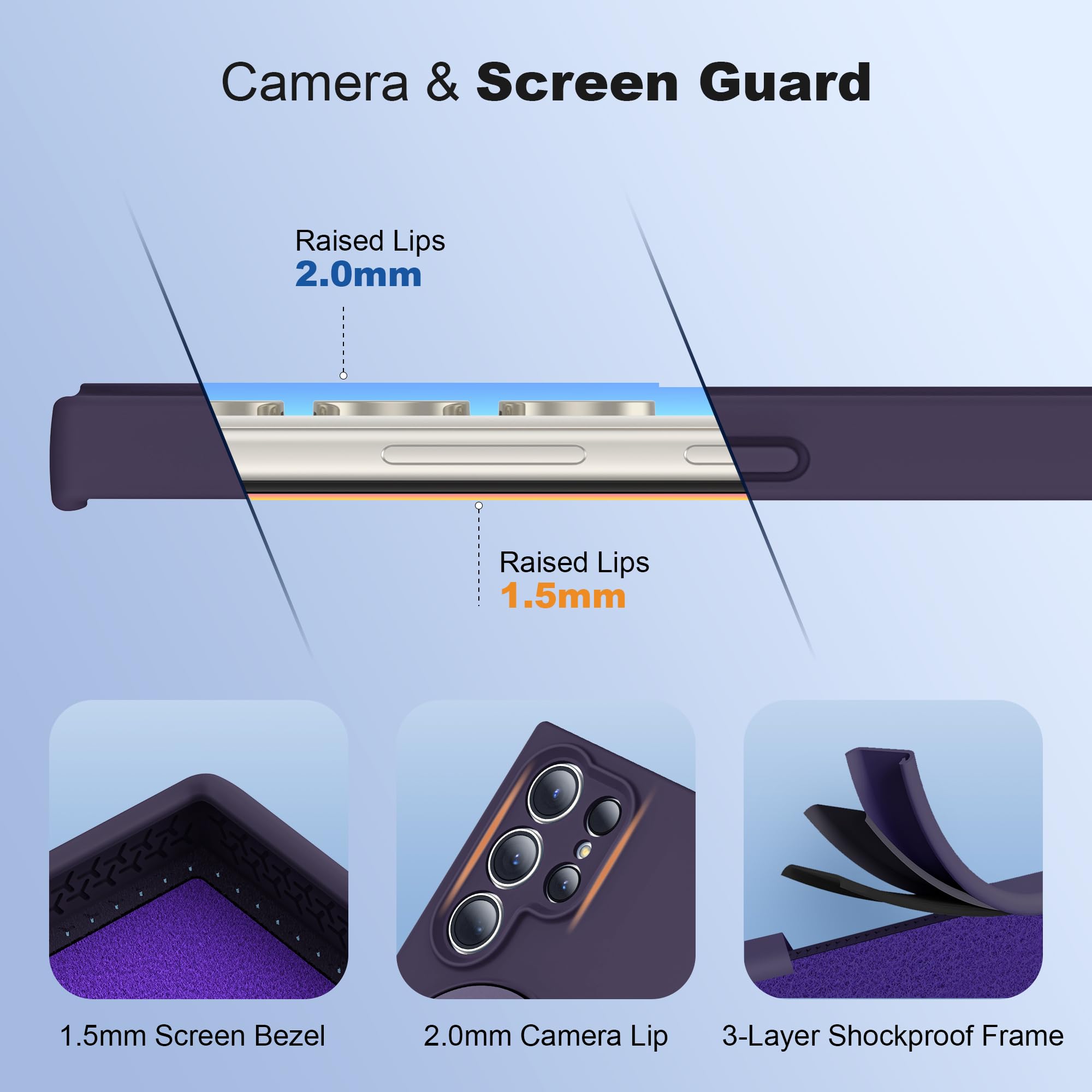 Foto 4 | Funda De Teléfono Skylmw Para Samsung Galaxy S24 Ultra Silicone Púrpura - Venta Internacional.