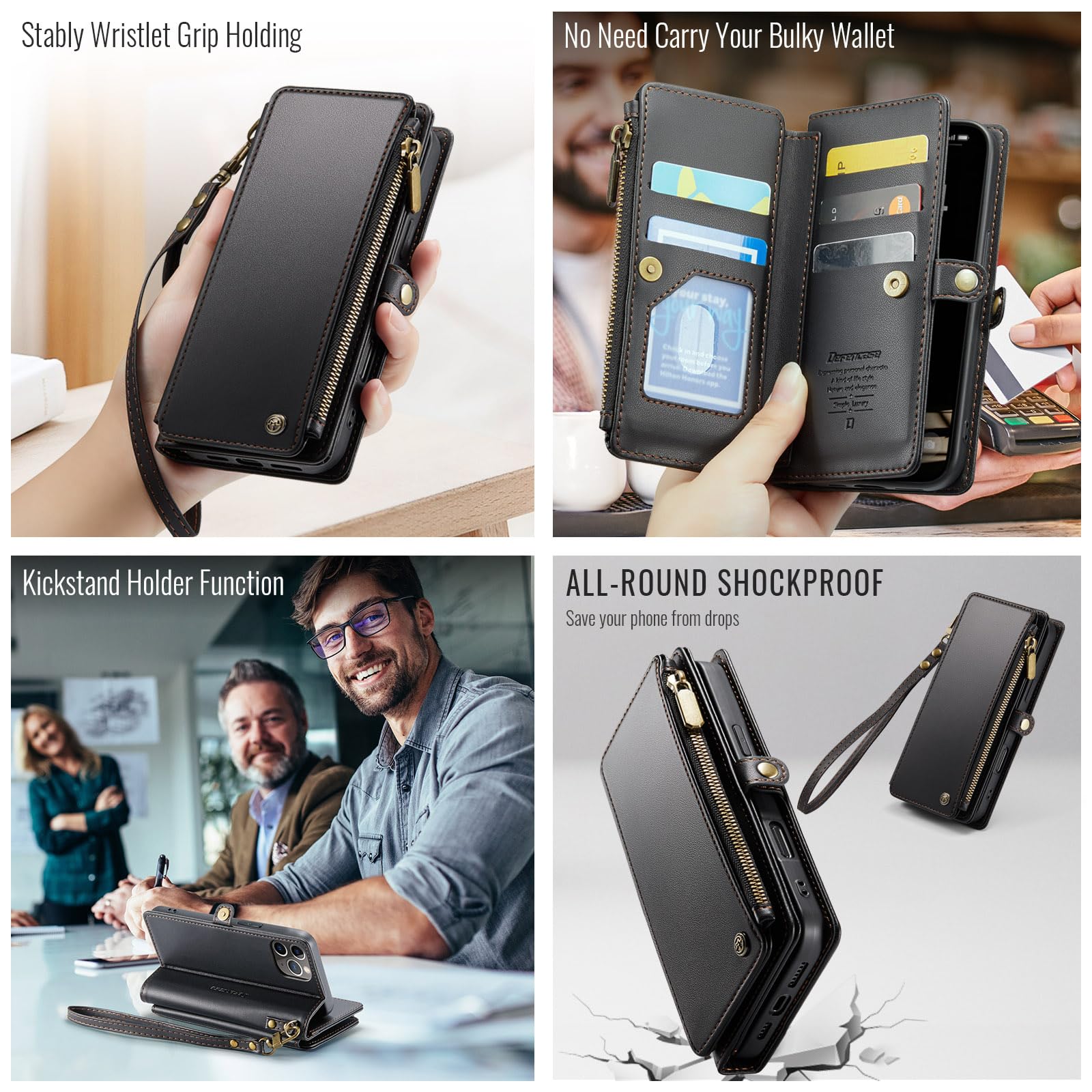 Foto 5 pulgar | Funda Wallet Defcase Compatible Con Iphone 12/pro, Color Negro - Venta Internacional.