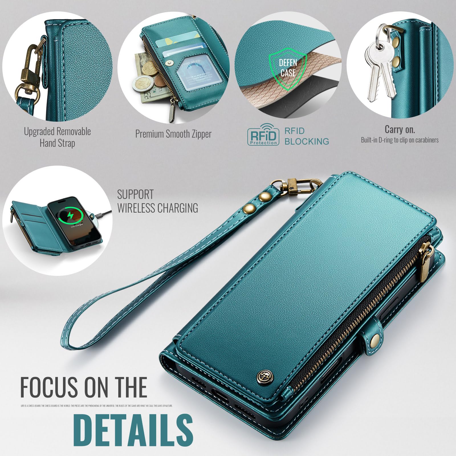 Foto 5 | Funda De Teléfono Wallet Defense Compatible Con Iphone 16, Azul Y Verde - Venta Internacional.