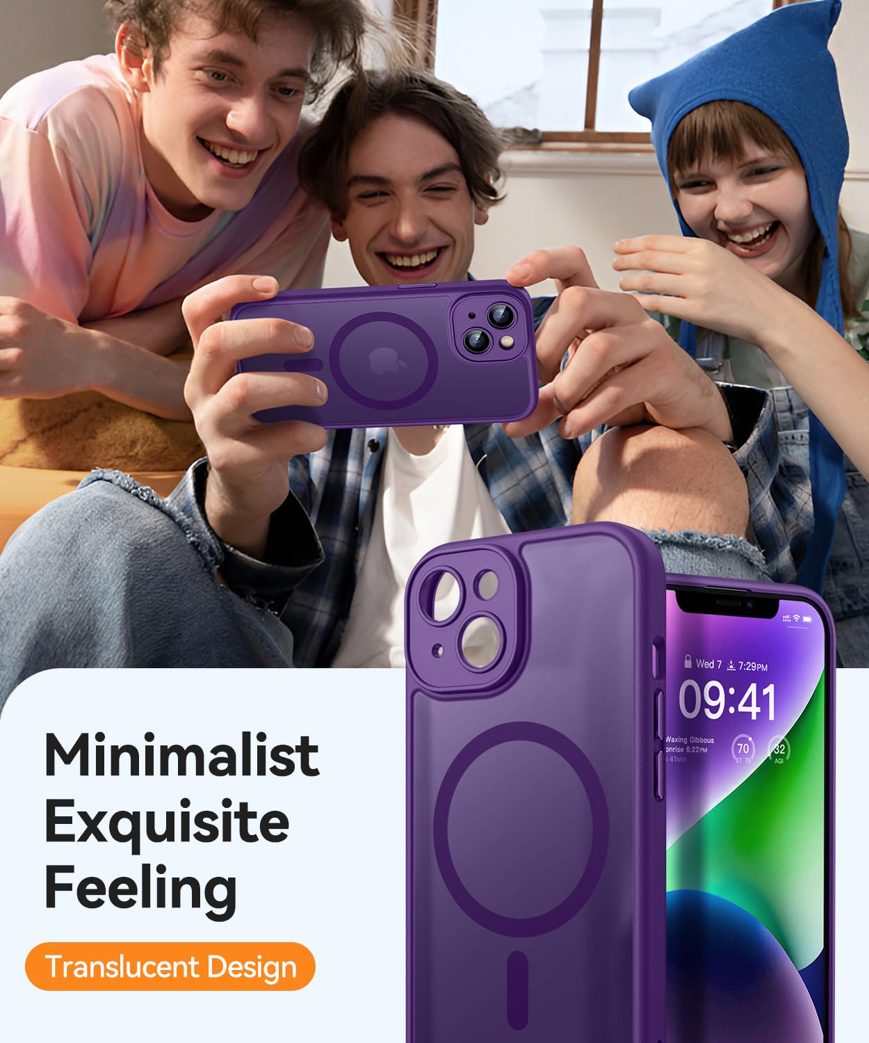 Foto 7 | Funda Magnética Canshn Para Iphone 14 6.1, Color Morado Oscuro - Venta Internacional.