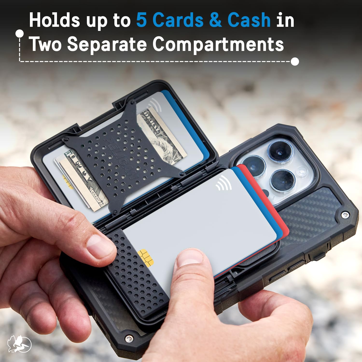 Foto 5 pulgar | Cartera Magnética Pelican Para Iphone Con Tarjetero Rfid, Color Negro - Venta Internacional.