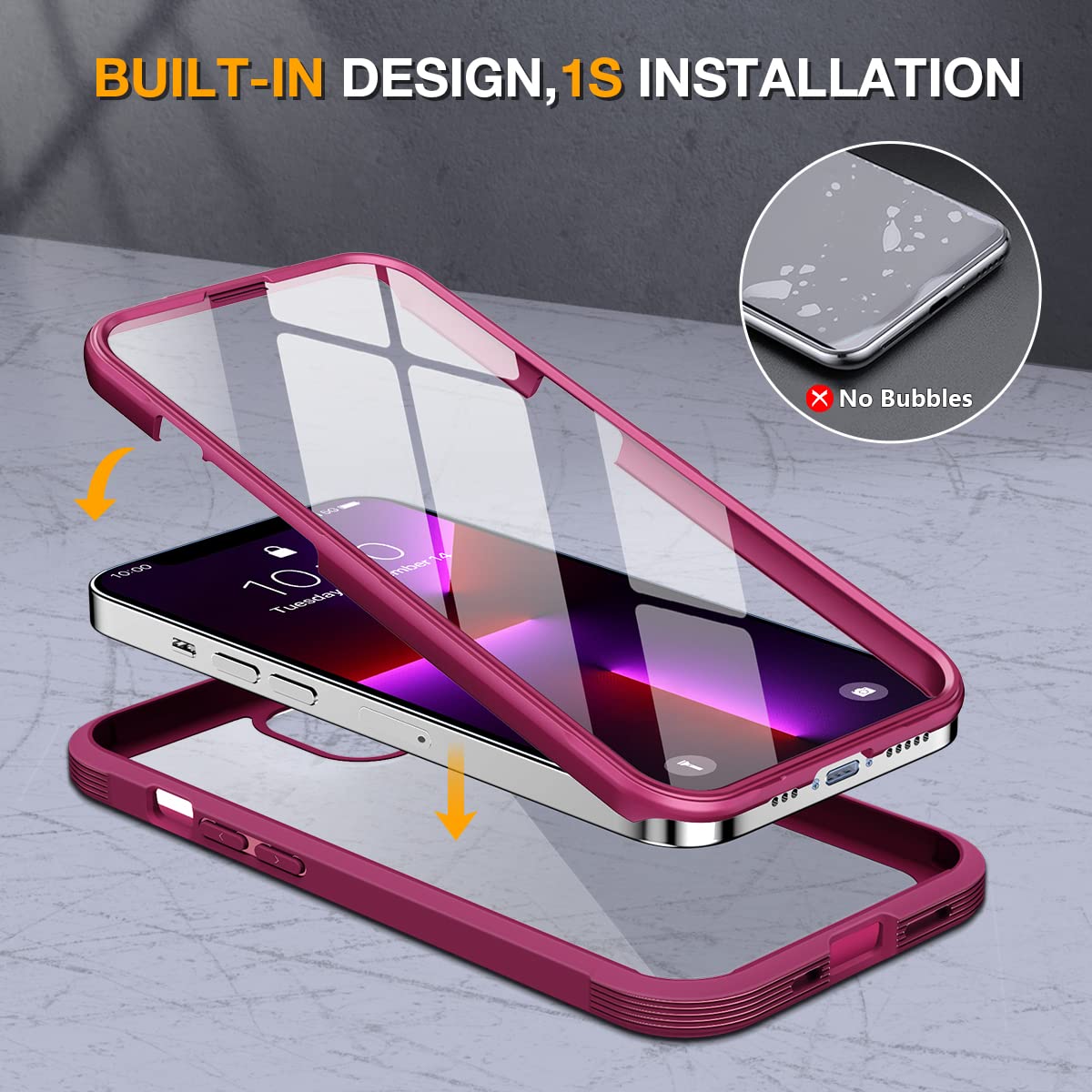 Foto 4 pulgar | Funda Miracase Glass Para Iphone 13 Pro Max Claret Red - Venta Internacional.