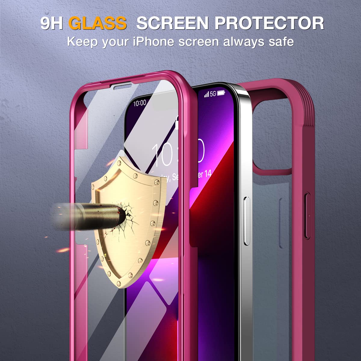 Foto 5 pulgar | Funda Miracase Glass Para Iphone 13 Pro Max Claret Red - Venta Internacional.