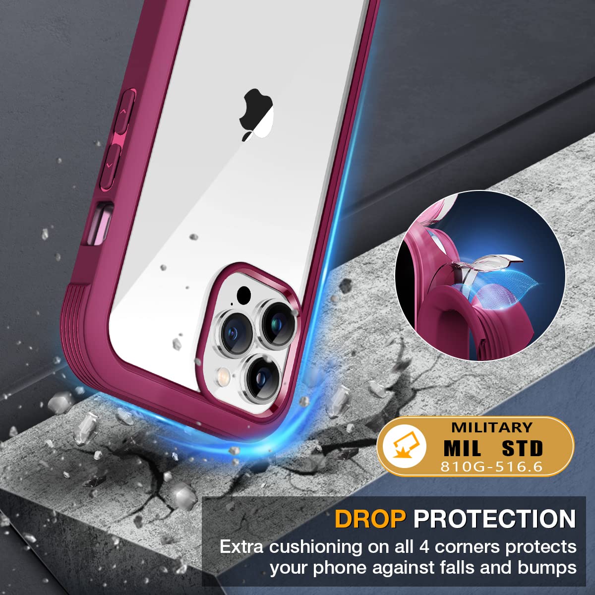 Foto 6 pulgar | Funda Miracase Glass Para Iphone 13 Pro Max Claret Red - Venta Internacional.