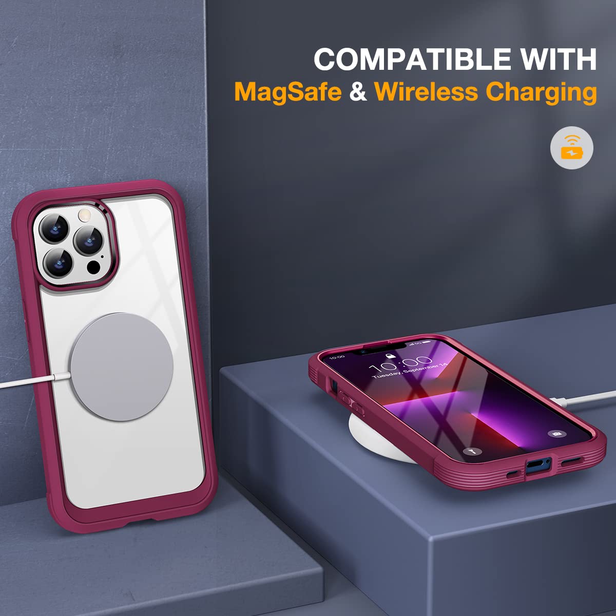 Foto 7 pulgar | Funda Miracase Glass Para Iphone 13 Pro Max Claret Red - Venta Internacional.