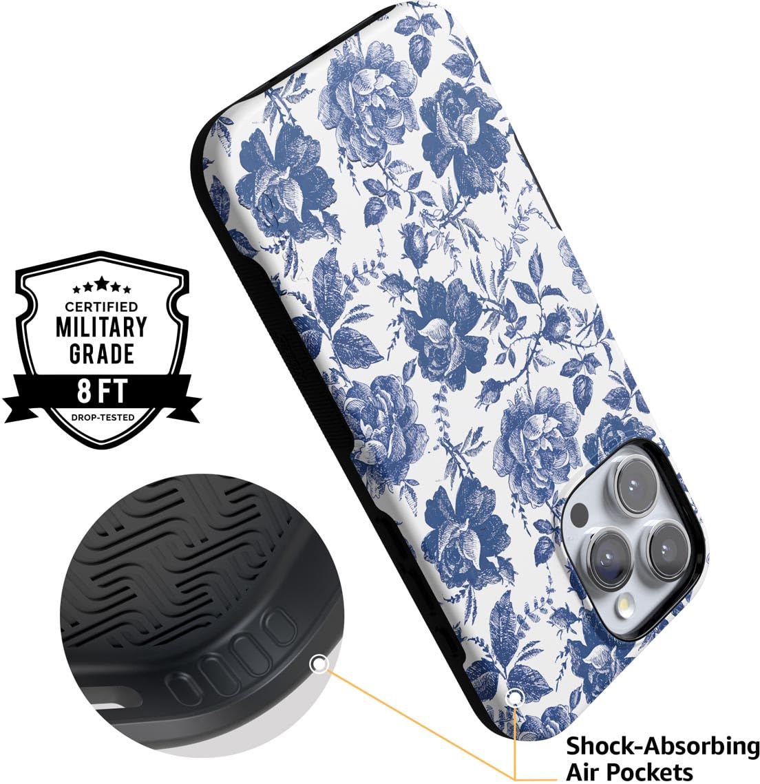 Foto 4 pulgar | Funda Para Teléfono Casely Rose To Fame Para Iphone 16 Pro, Azul Y Blanco - Venta Internacional.
