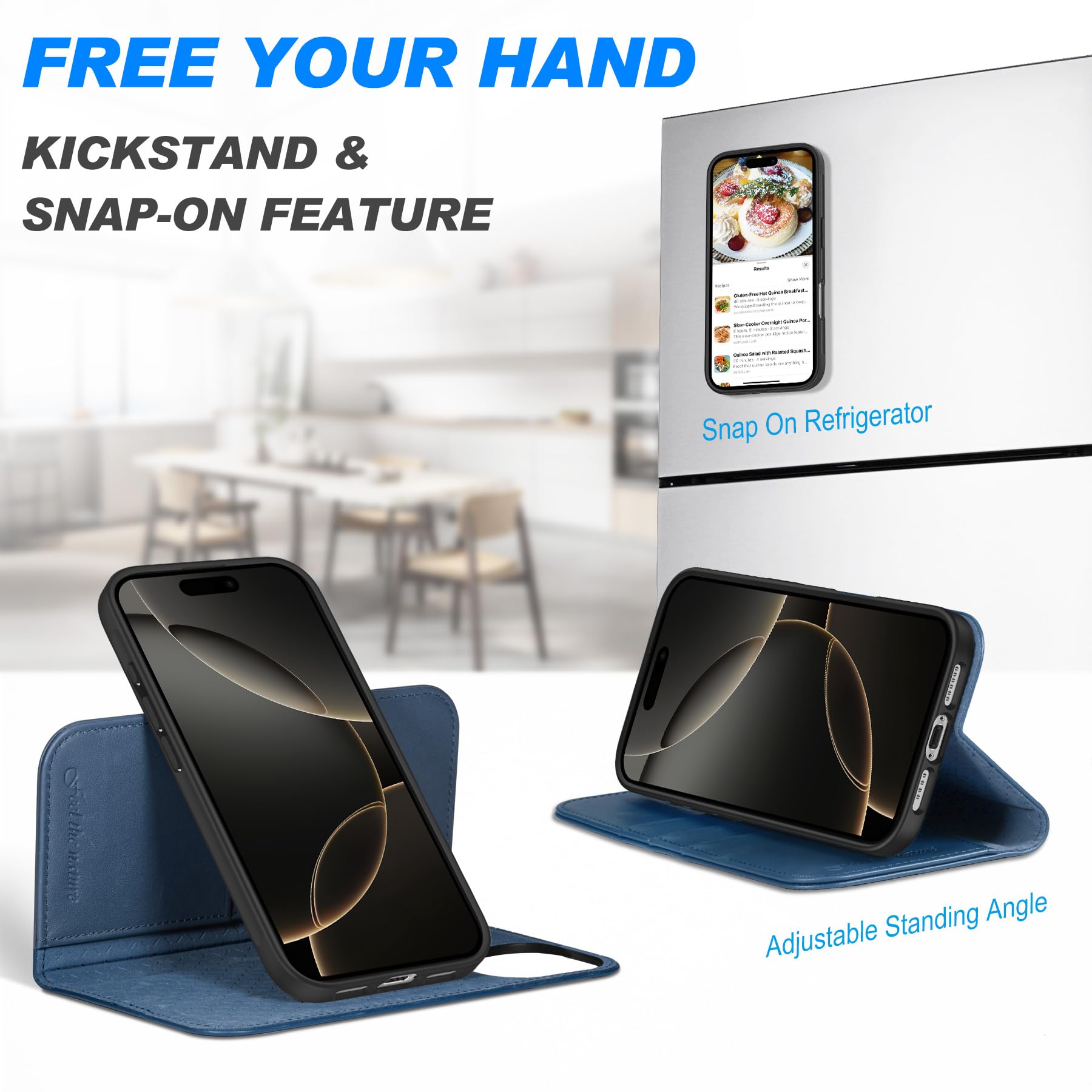 Foto 5 | Funda Shieldon Para Iphone 16 Pro Max 6.9 De Piel Auténtica, Color Azul - Venta Internacional.