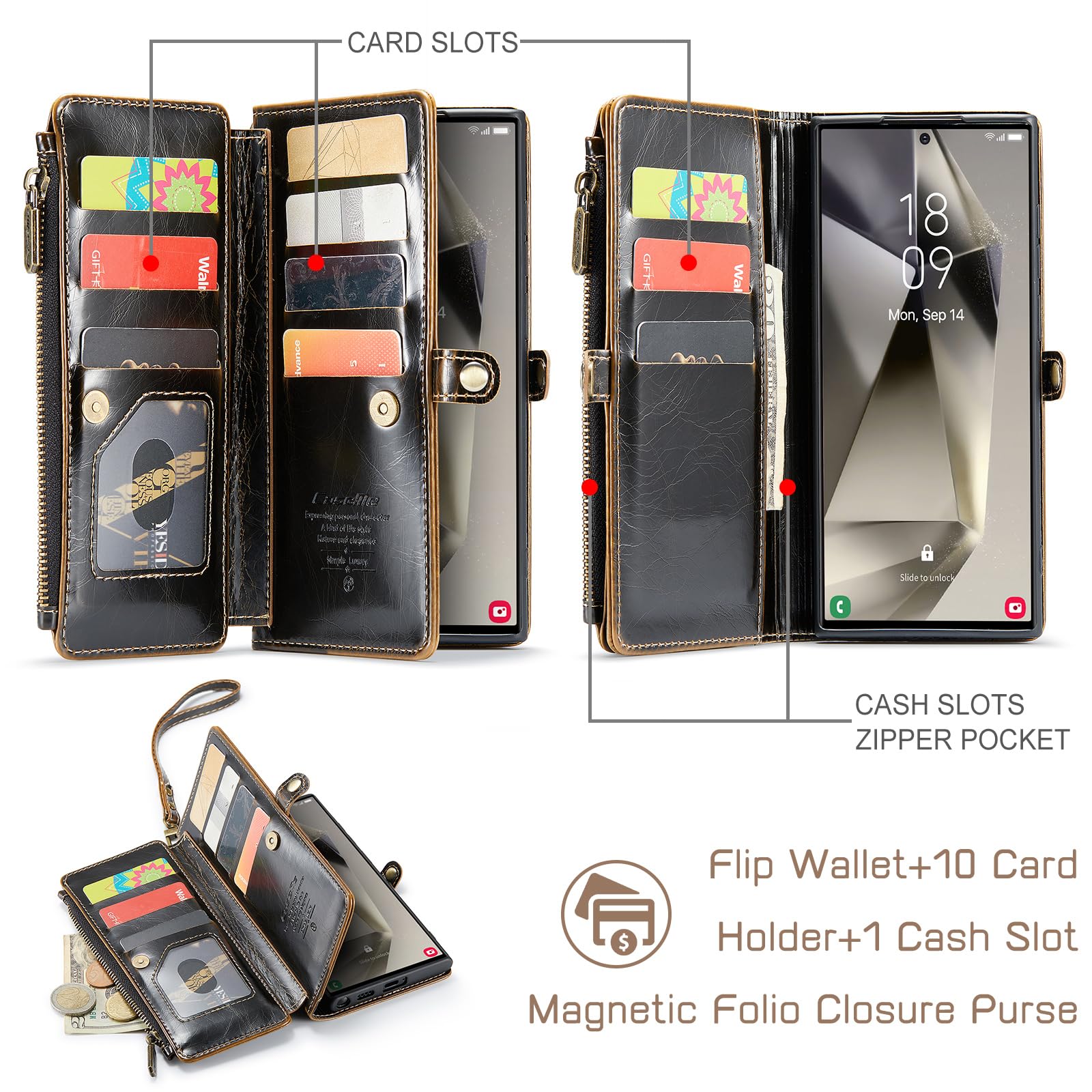 Foto 3 pulgar | Funda Para Teléfono Wallet Defense Para Samsung Galaxy S23 Ultra Coffee - Venta Internacional.