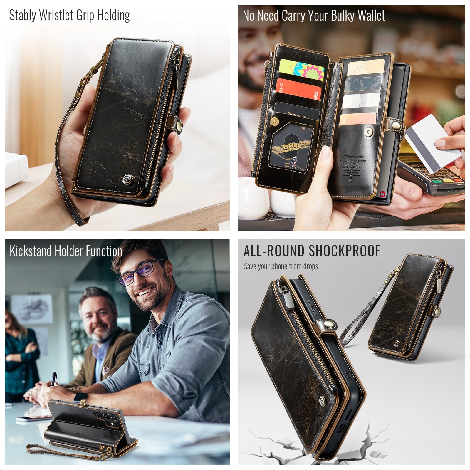 Foto 4 pulgar | Funda Para Teléfono Wallet Defense Para Samsung Galaxy S23 Ultra Coffee - Venta Internacional.