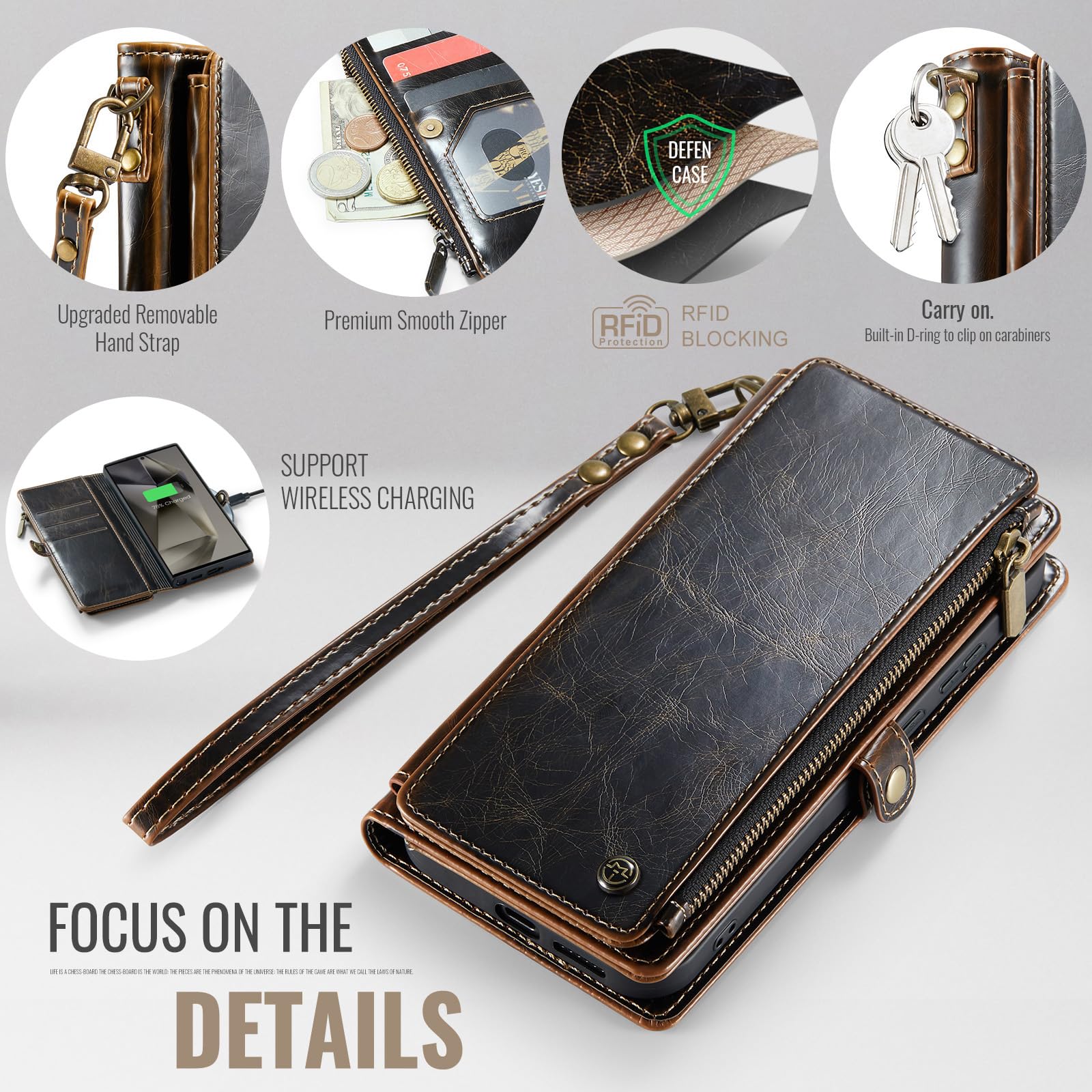 Foto 5 pulgar | Funda Para Teléfono Wallet Defense Para Samsung Galaxy S23 Ultra Coffee - Venta Internacional.