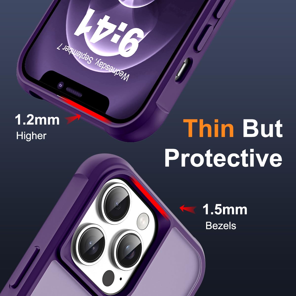 Foto 7 pulgar | Funda De Teléfono Skylmw Compatible Con Iphone 12 Y 13 Pro Max Morada - Venta Internacional.
